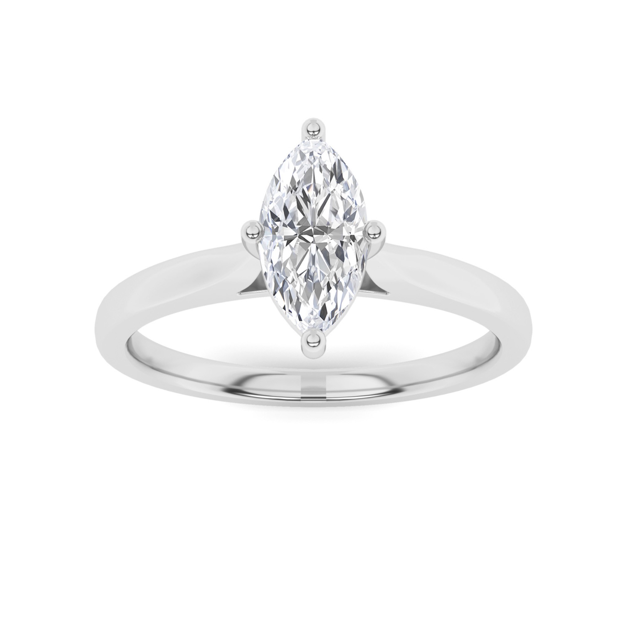 Classic 4 Prong Round Solitaire Diamond Engagement Ring in 9K White Gold