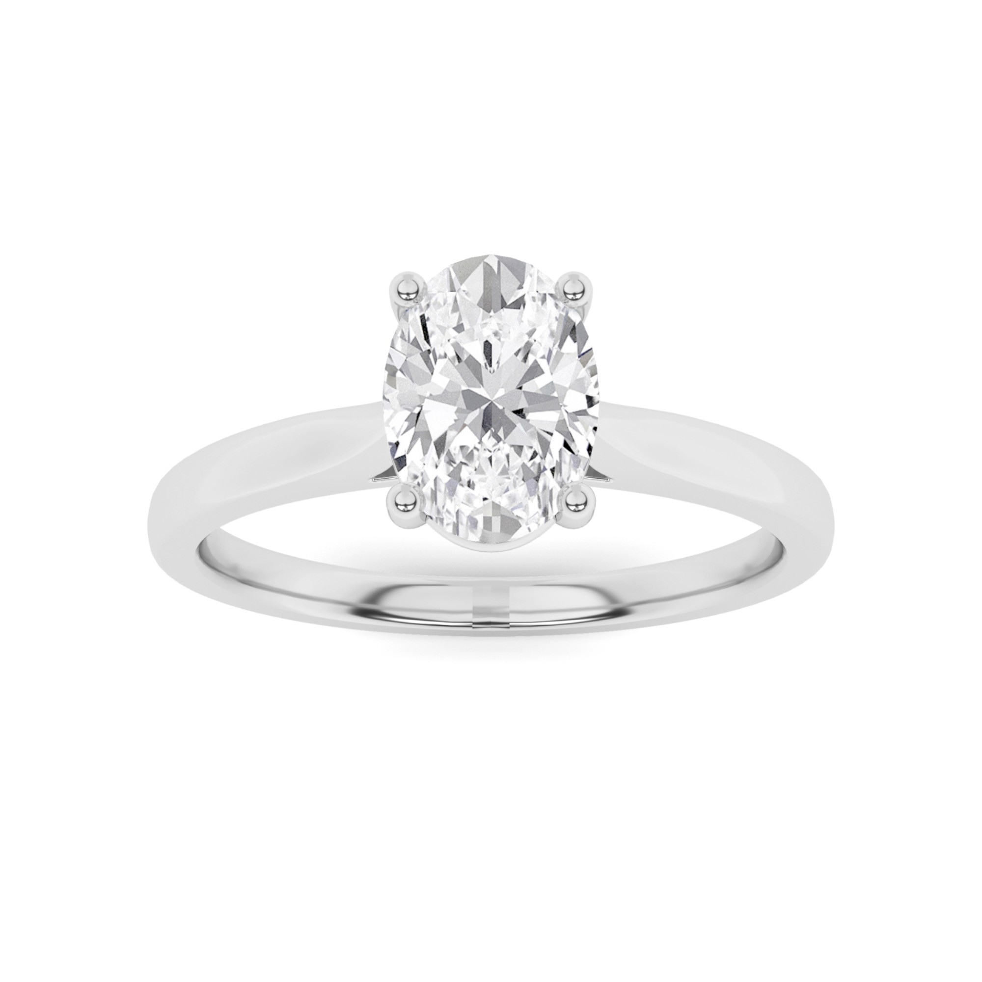Classic 4 Prong Round Solitaire Diamond Engagement Ring in 9K White Gold