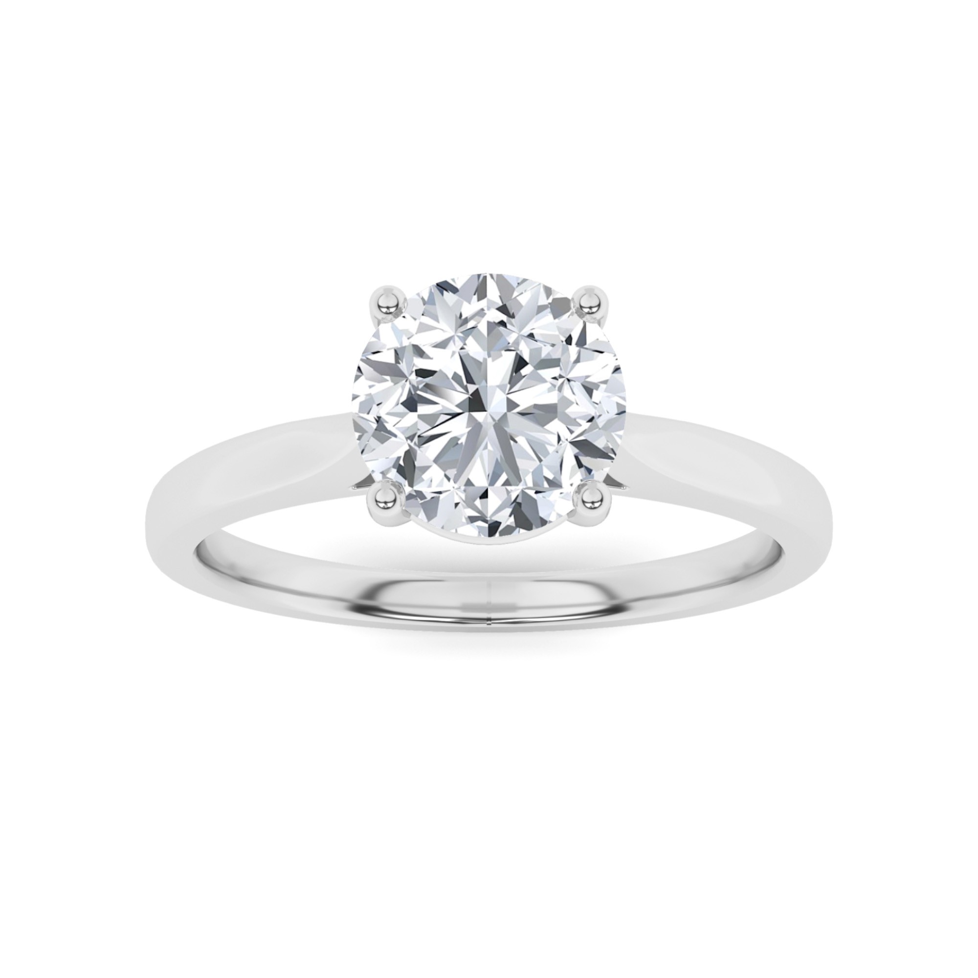 Classic 4 Prong Round Solitaire Diamond Engagement Ring in 9K White Gold