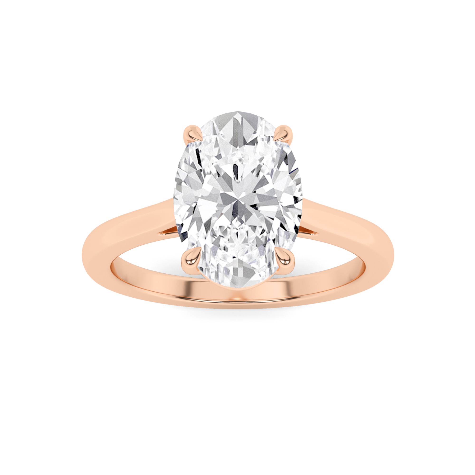 Forever Prong Set Oval Solitaire Diamond Engagment Ring in 9K Rose Gold