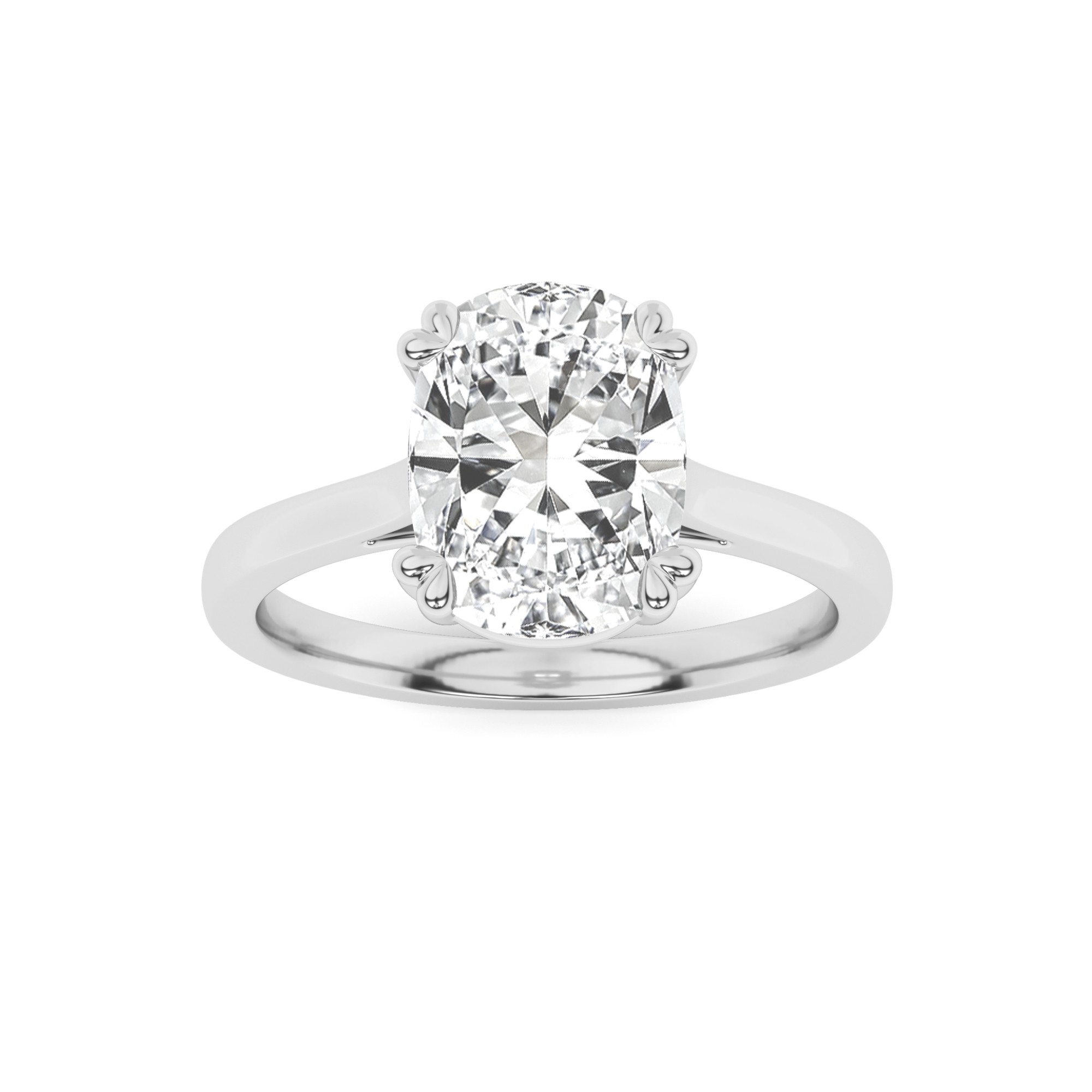 Double Prong U Set Cushion Cut Solitaire Engagment Ring