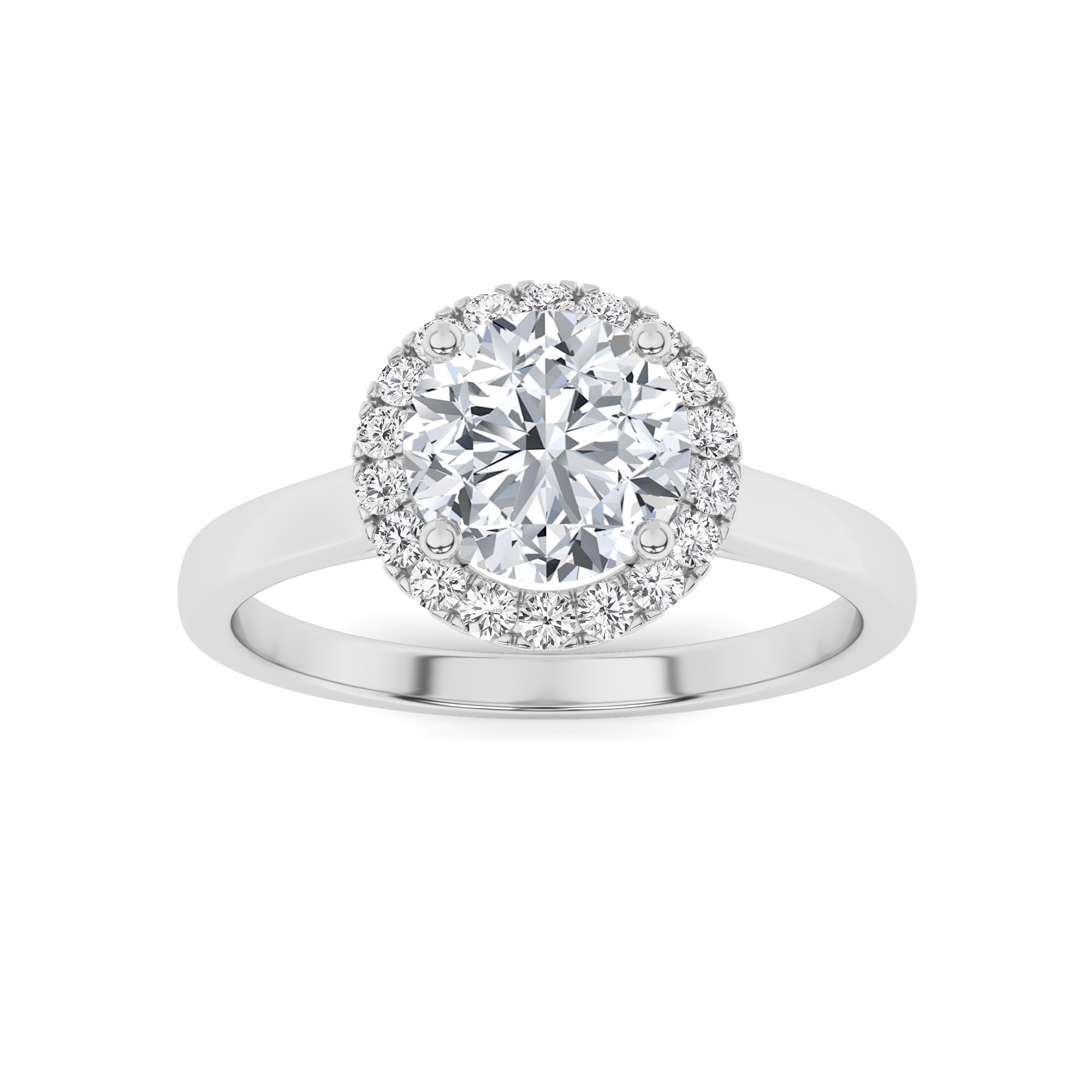 Classic Halo  4 Prong Round Solitaire Diamond Engagment Ring in 9K Yellow Gold