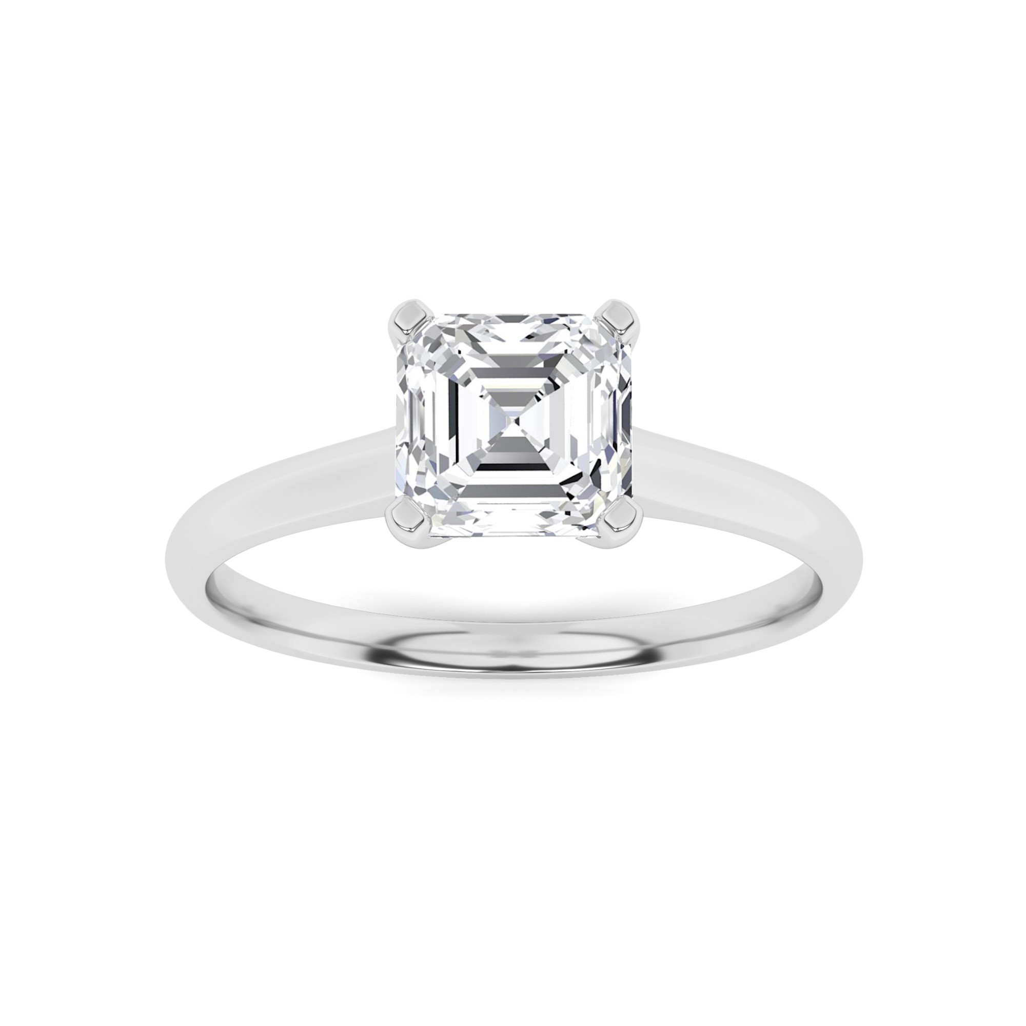 Side Open V Prong Princess Solitaire Diamond Engagement Ring in 9K White Gold