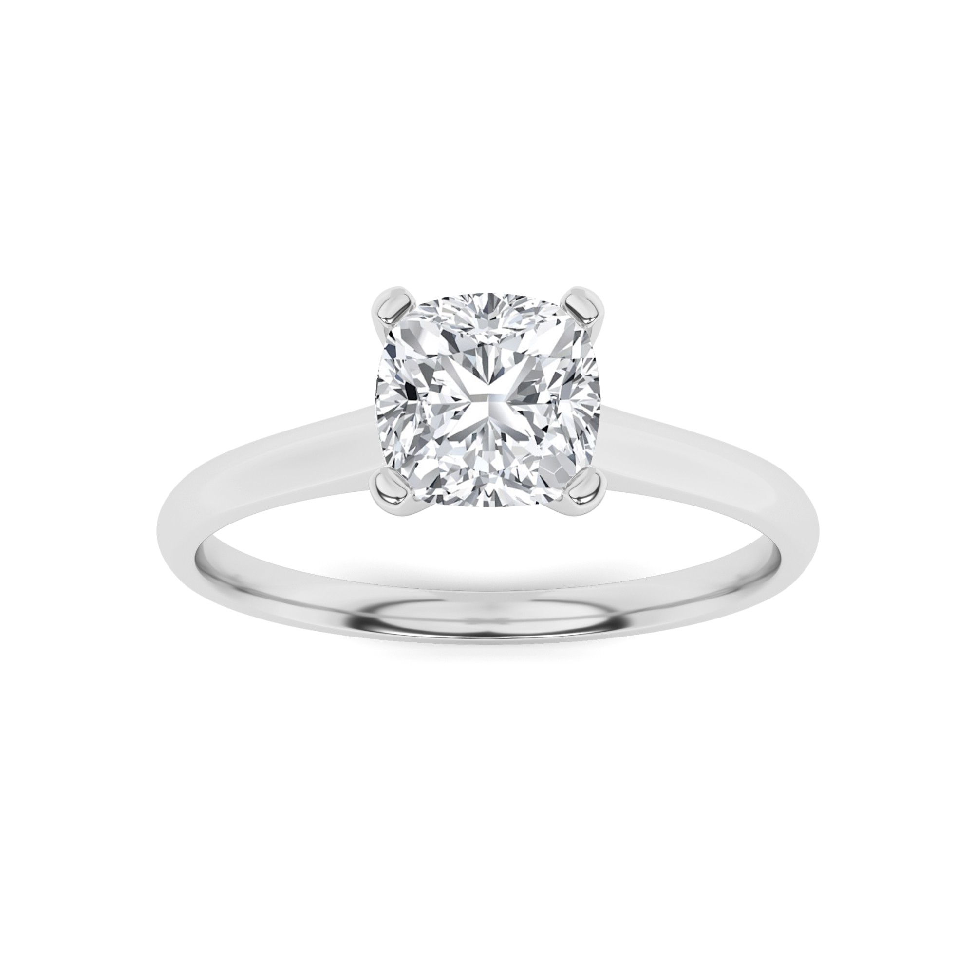 Side Open V Prong Princess Solitaire Diamond Engagement Ring in 9K White Gold
