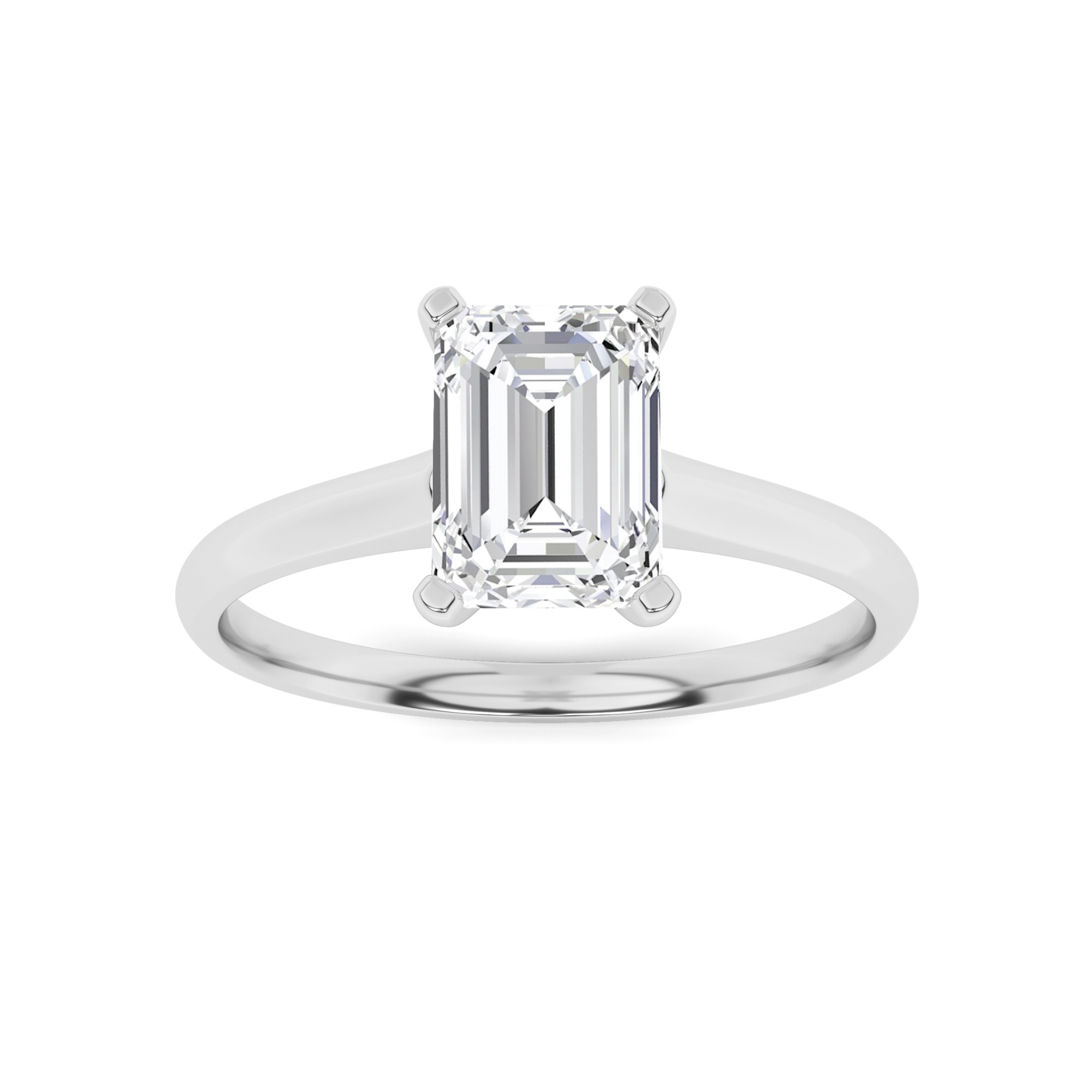 Side Open V Prong Princess Solitaire Diamond Engagement Ring in 9K White Gold