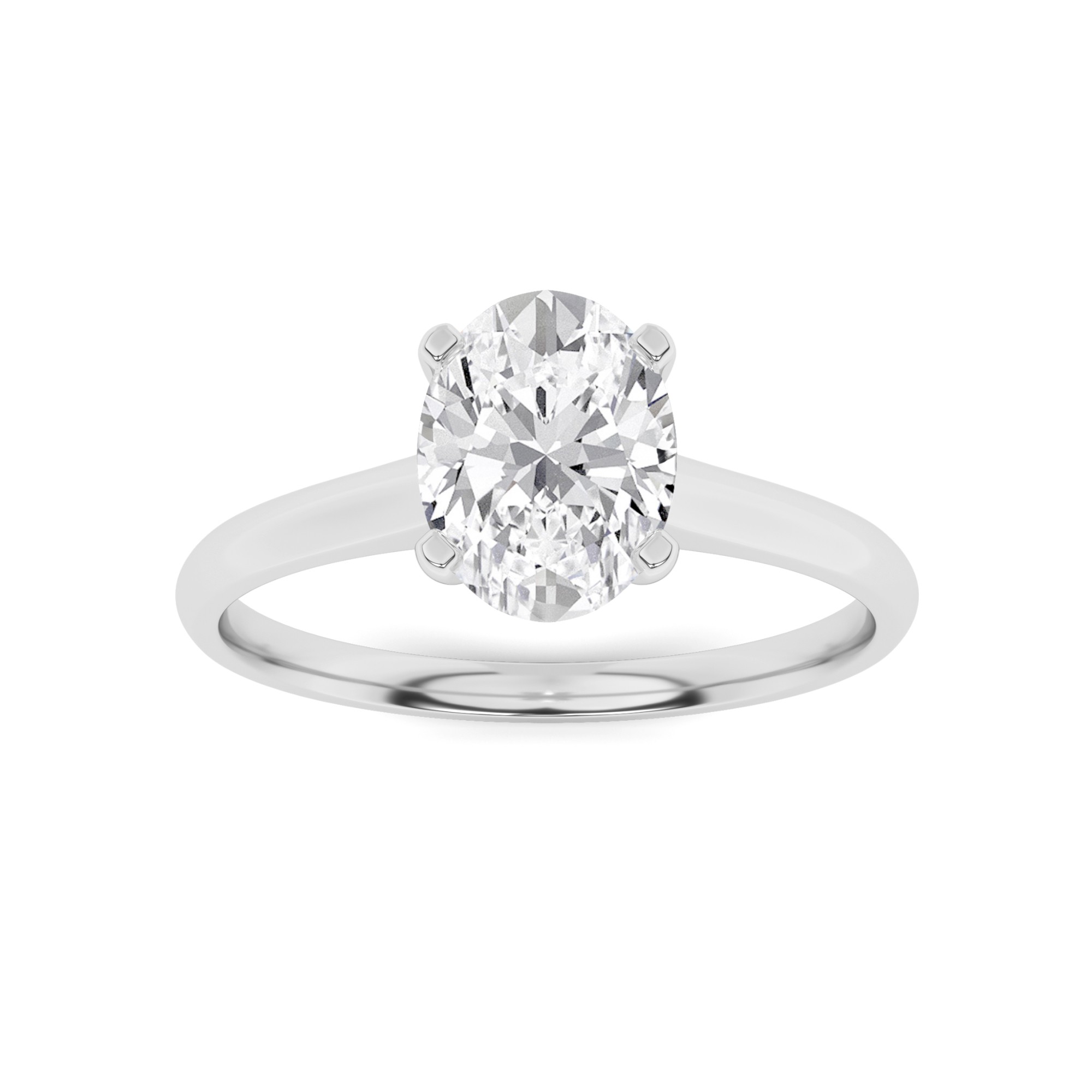 Side Open V Prong Princess Solitaire Diamond Engagement Ring in 9K White Gold