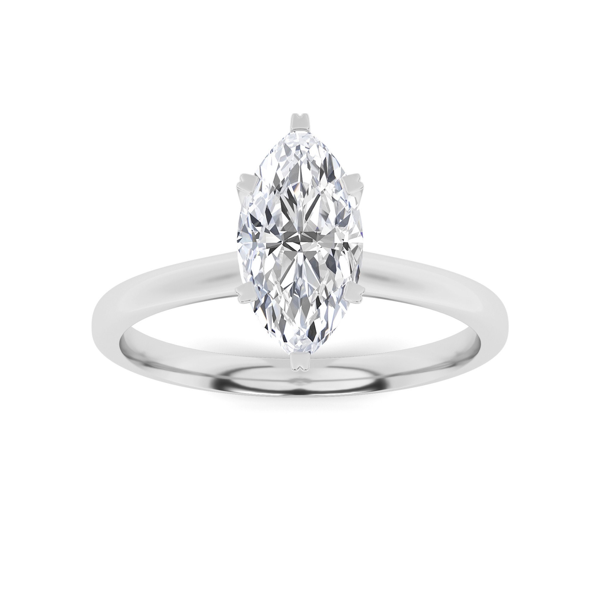 Eternal 6 Prong Round Solitaire Diamond Engagment Ring in 9K White Gold