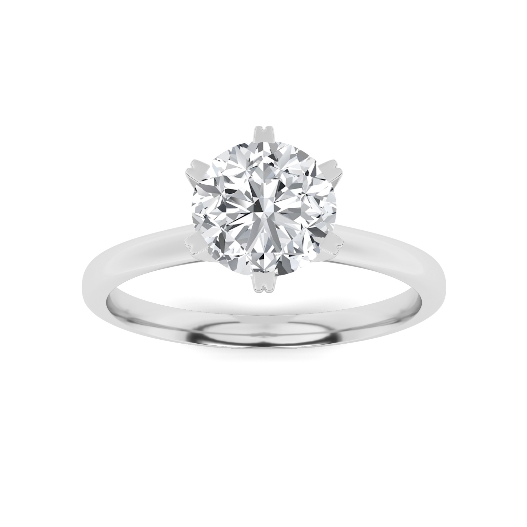 Eternal 6 Prong Round Solitaire Diamond Engagment Ring in 9K White Gold