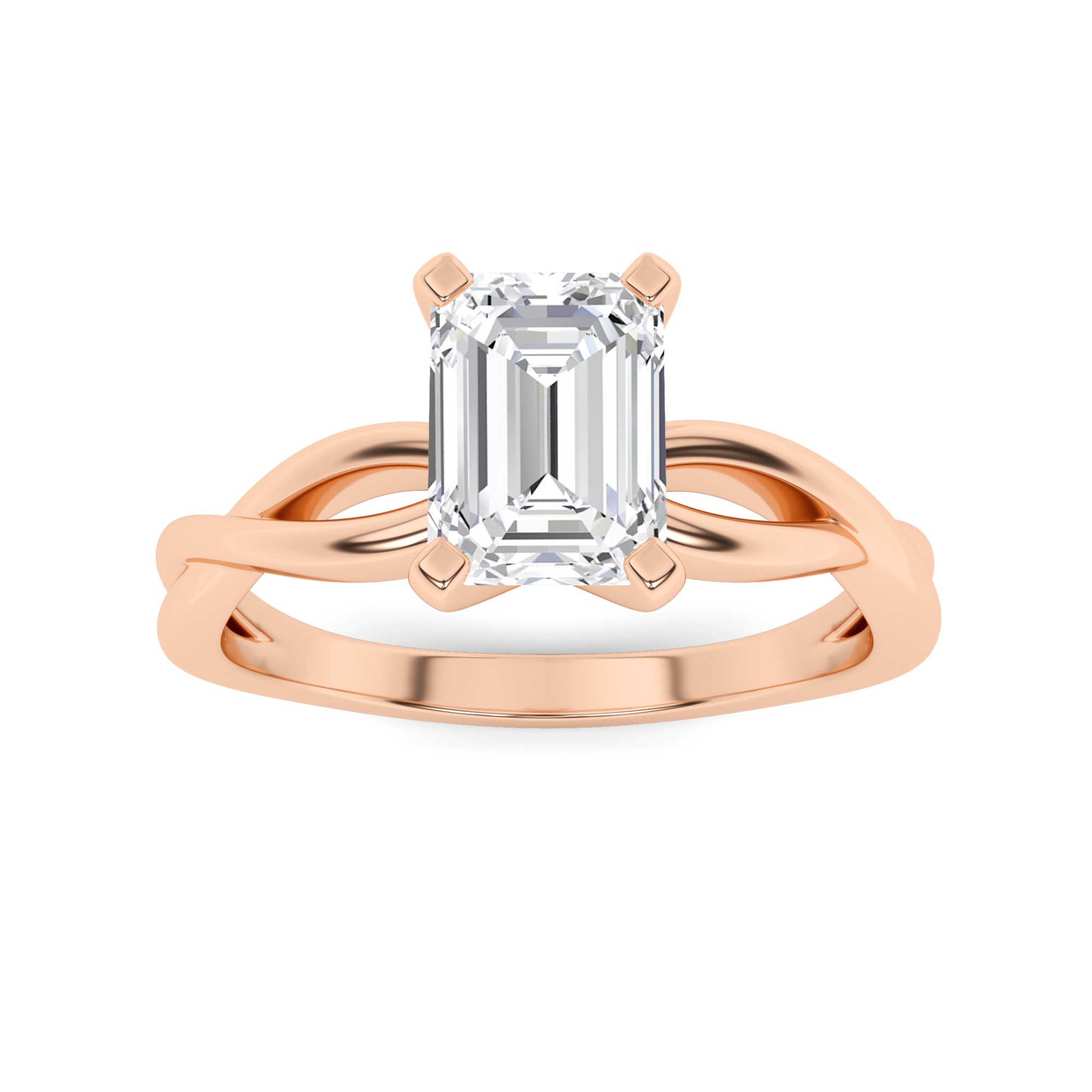 Twist Shank Forever Round Solitaire Diamond Engagment Ring in 9K Rose Gold
