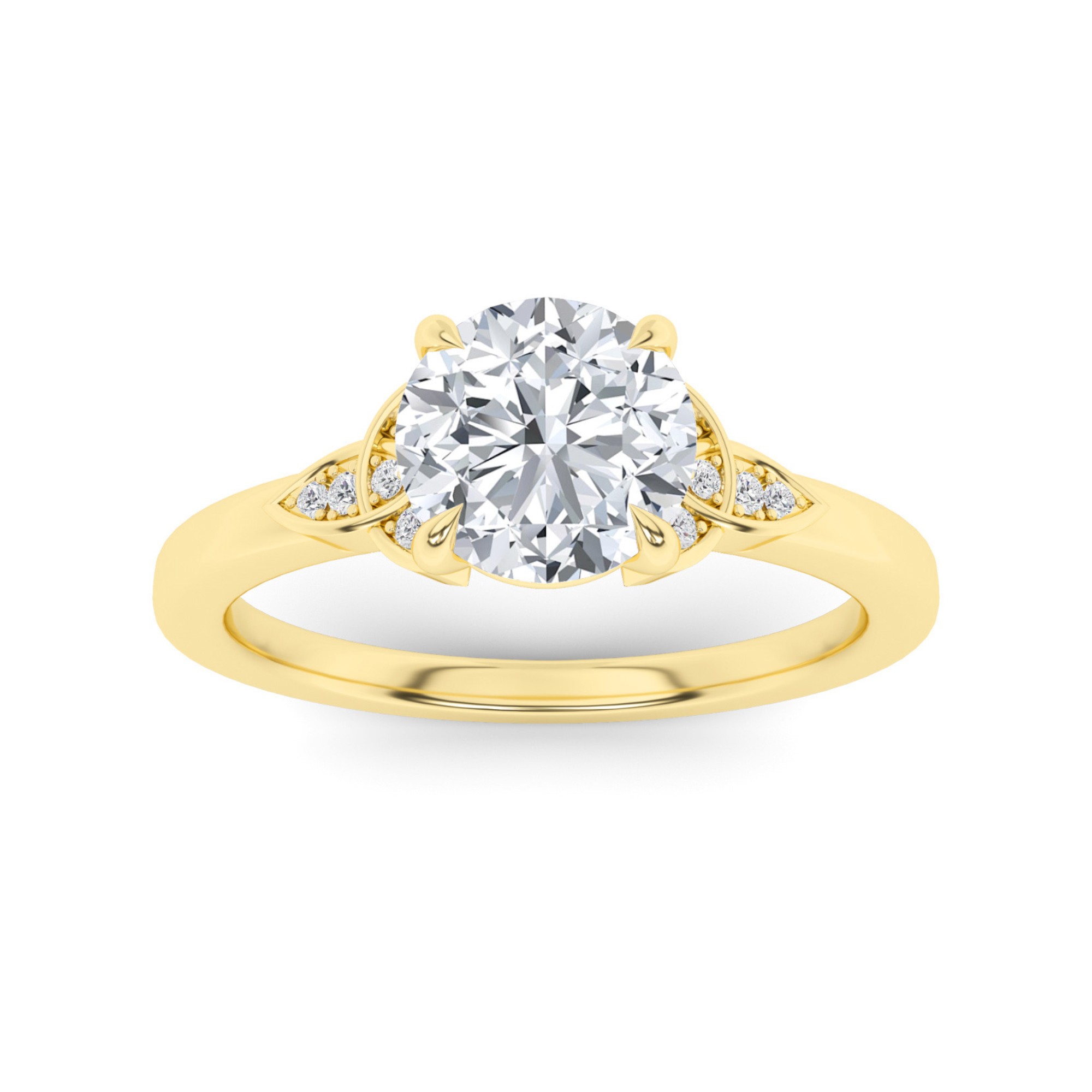 Dazzling Flower Style 4 Claw Round Cut  Three Stone  Diamond Engagement Ring in 9K Rose Gold