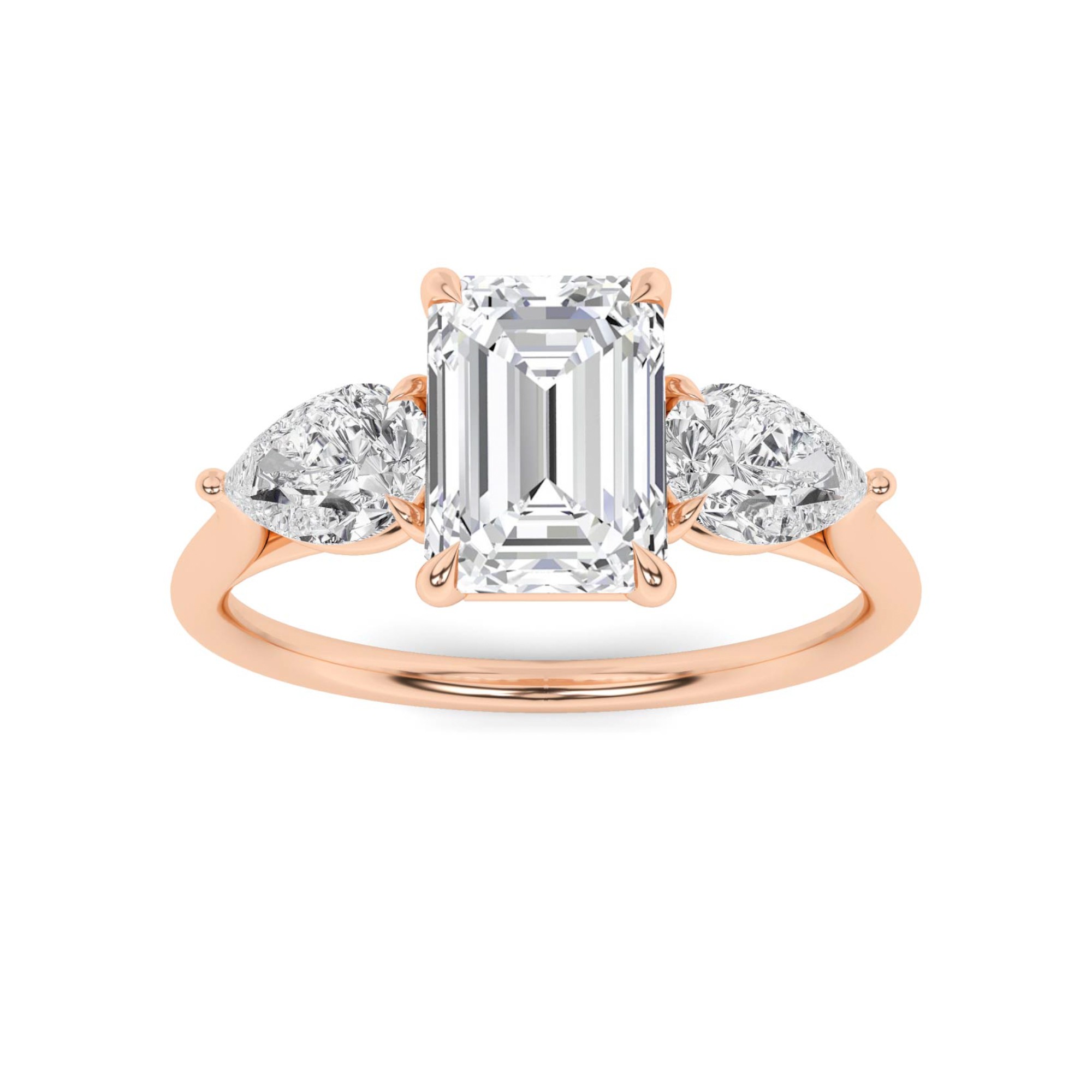 Forever Love 4 Prong Round Cut Three Stone Engagment Ring In 9K White Gold