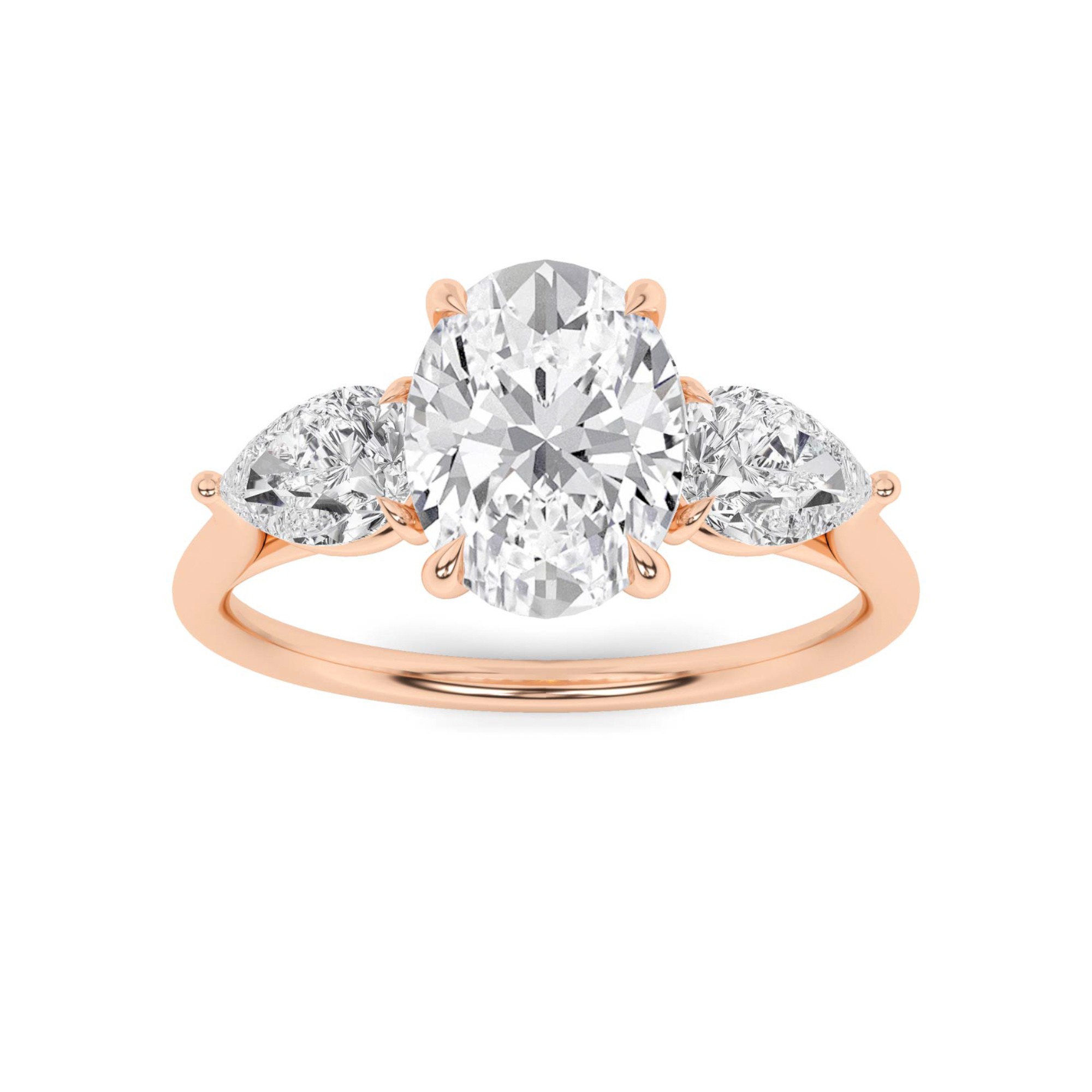 Forever Love 4 Prong Round Cut Three Stone Engagment Ring In 9K White Gold