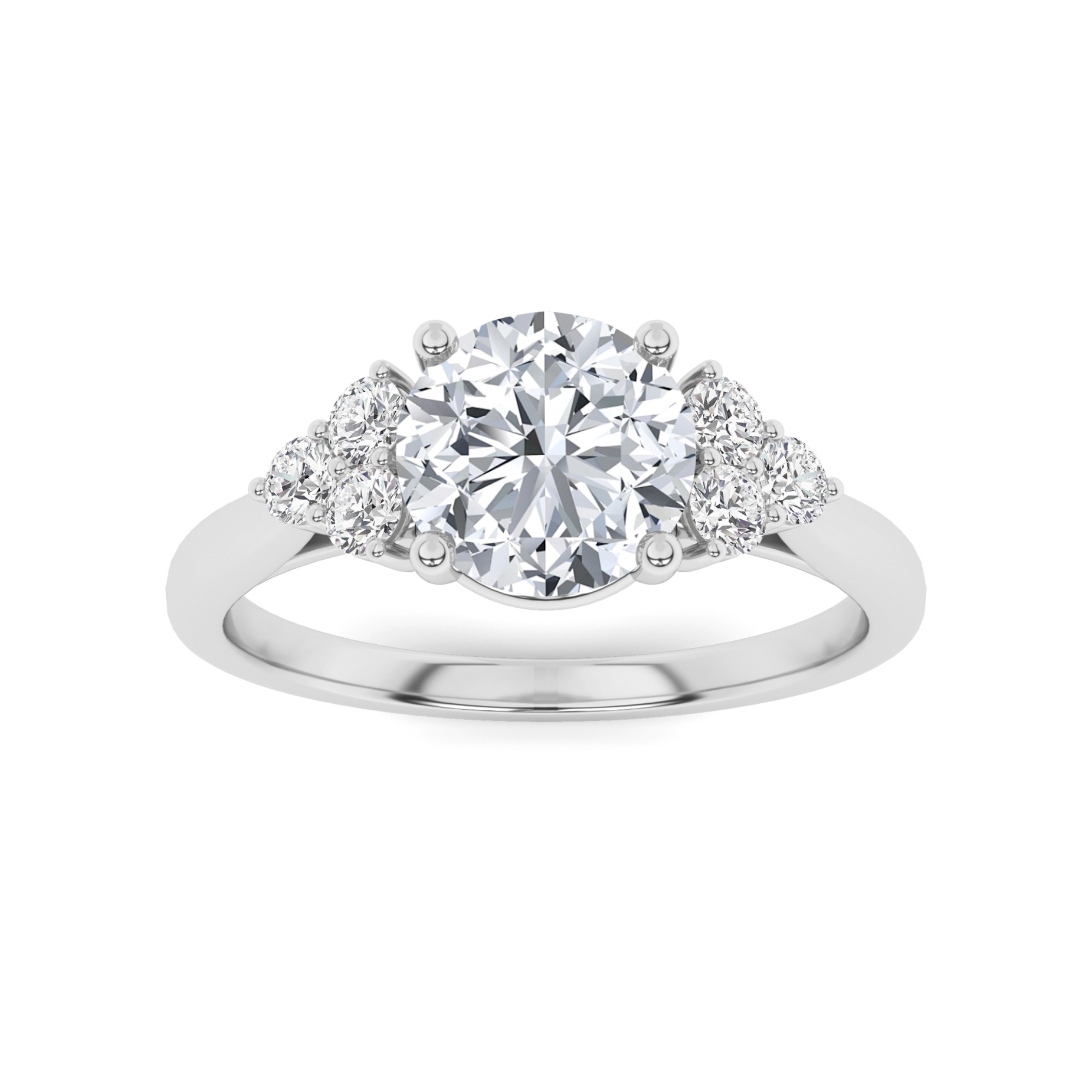 Glamorous  4 Prong  Round Cut  Three Stone  Diamond Engagment Ring in 9K Yellow Gold