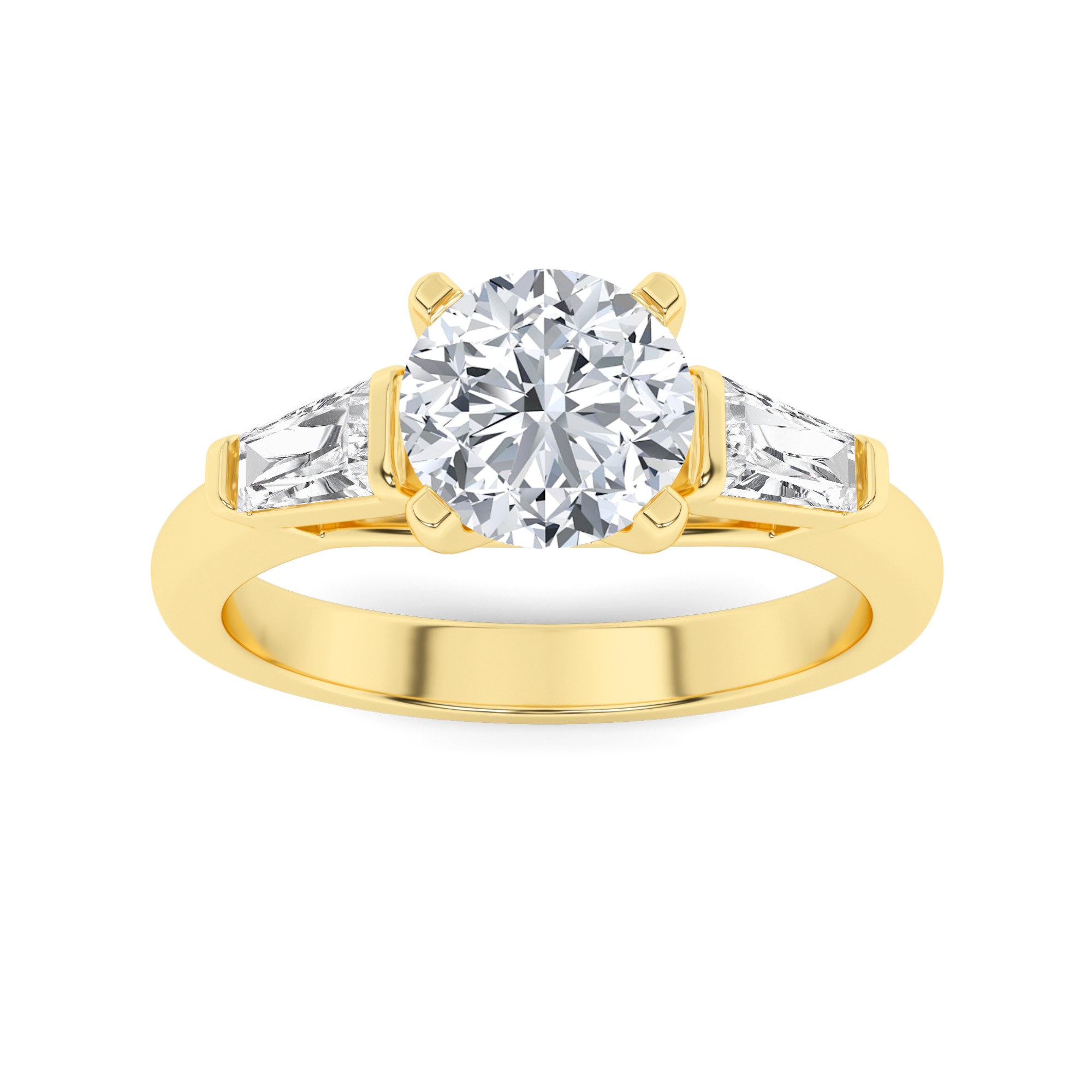 Classic  Prong Set Round and Pear Cut  Three Stone  Diamond Engagment Ring in 9K Rose Gold