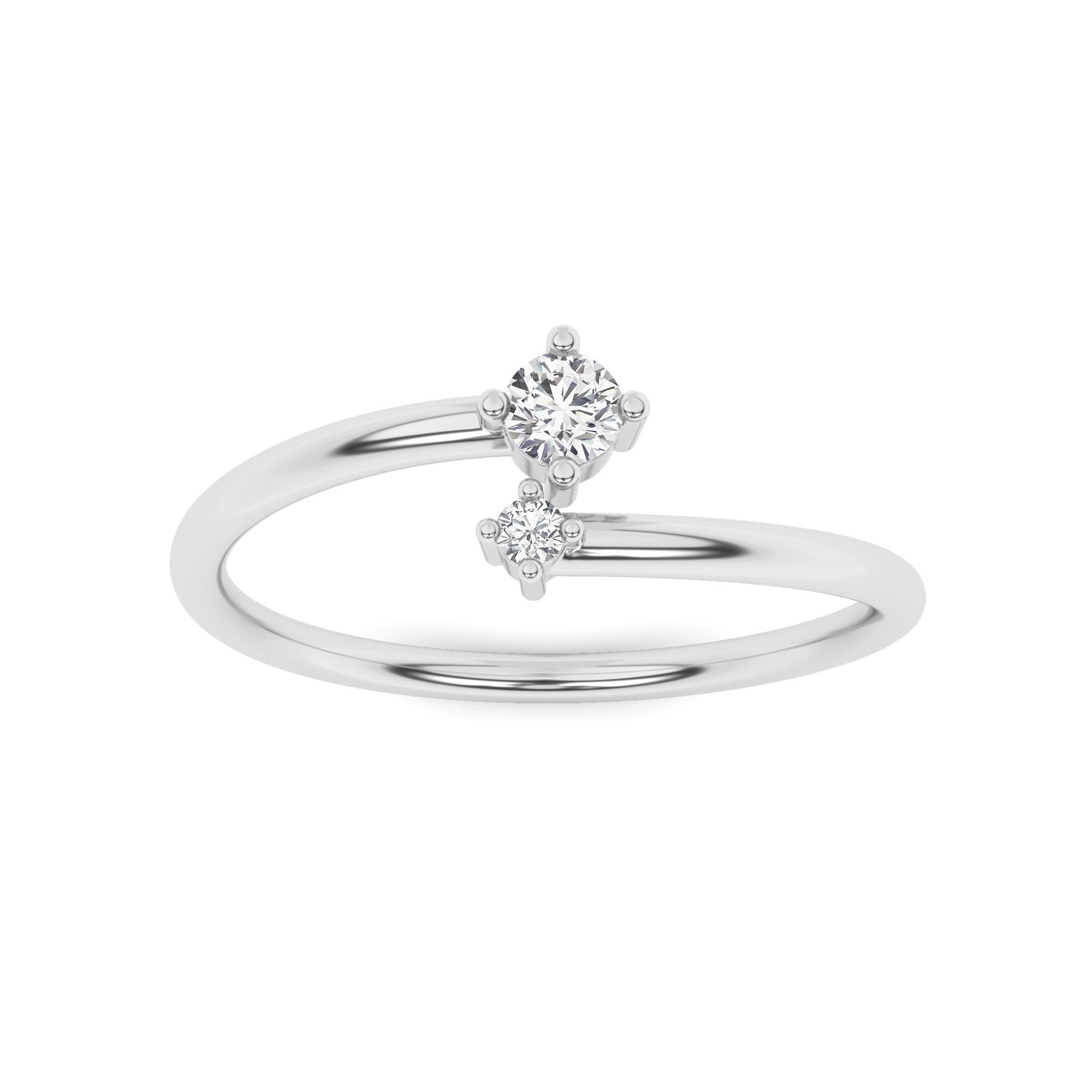 Toi Et Moi Style Round Cut Diamond Engagement Ring in 9K White Gold