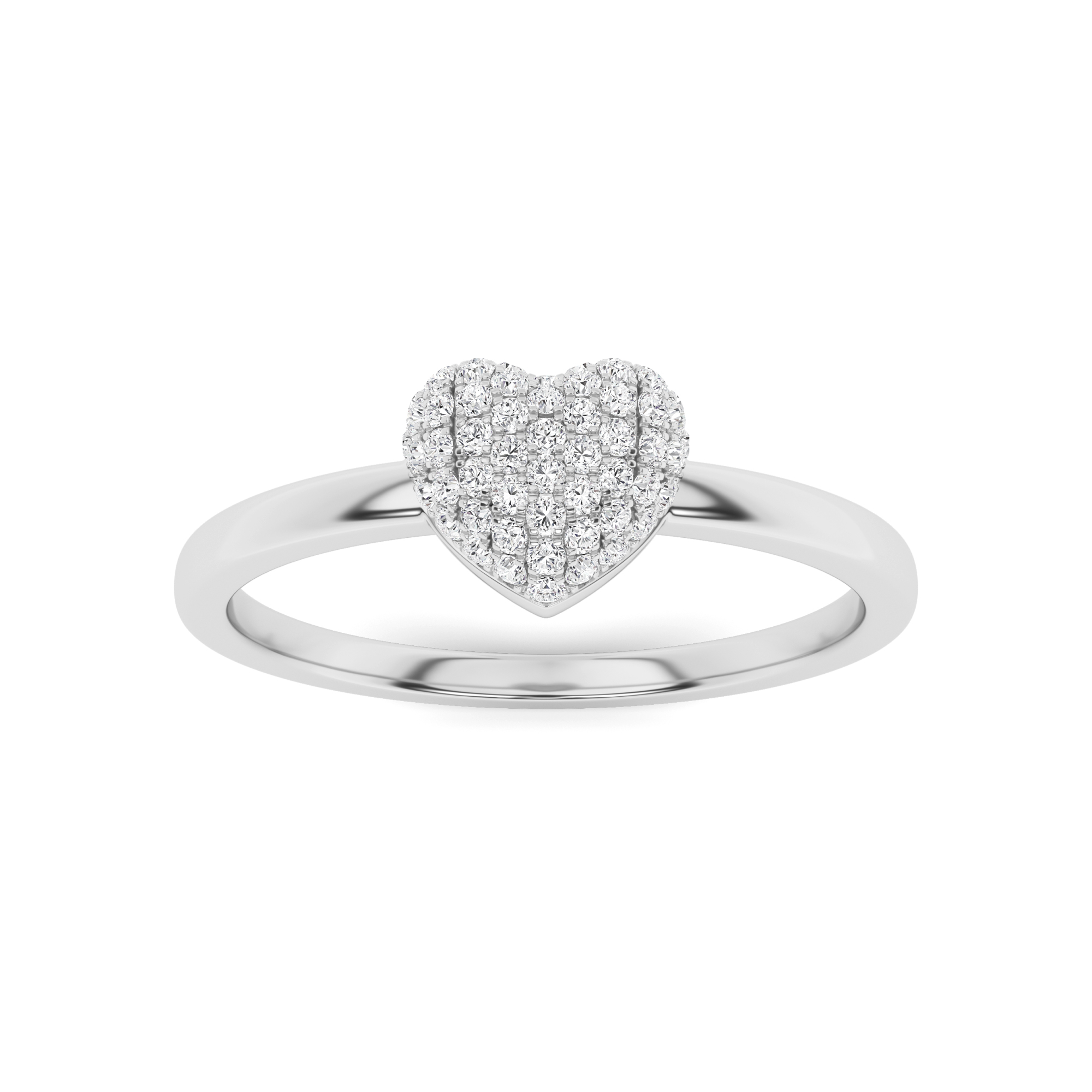 Heart Shape Prong Set Round cut Diamond Cluster Engagement Ring In 9K White Gold