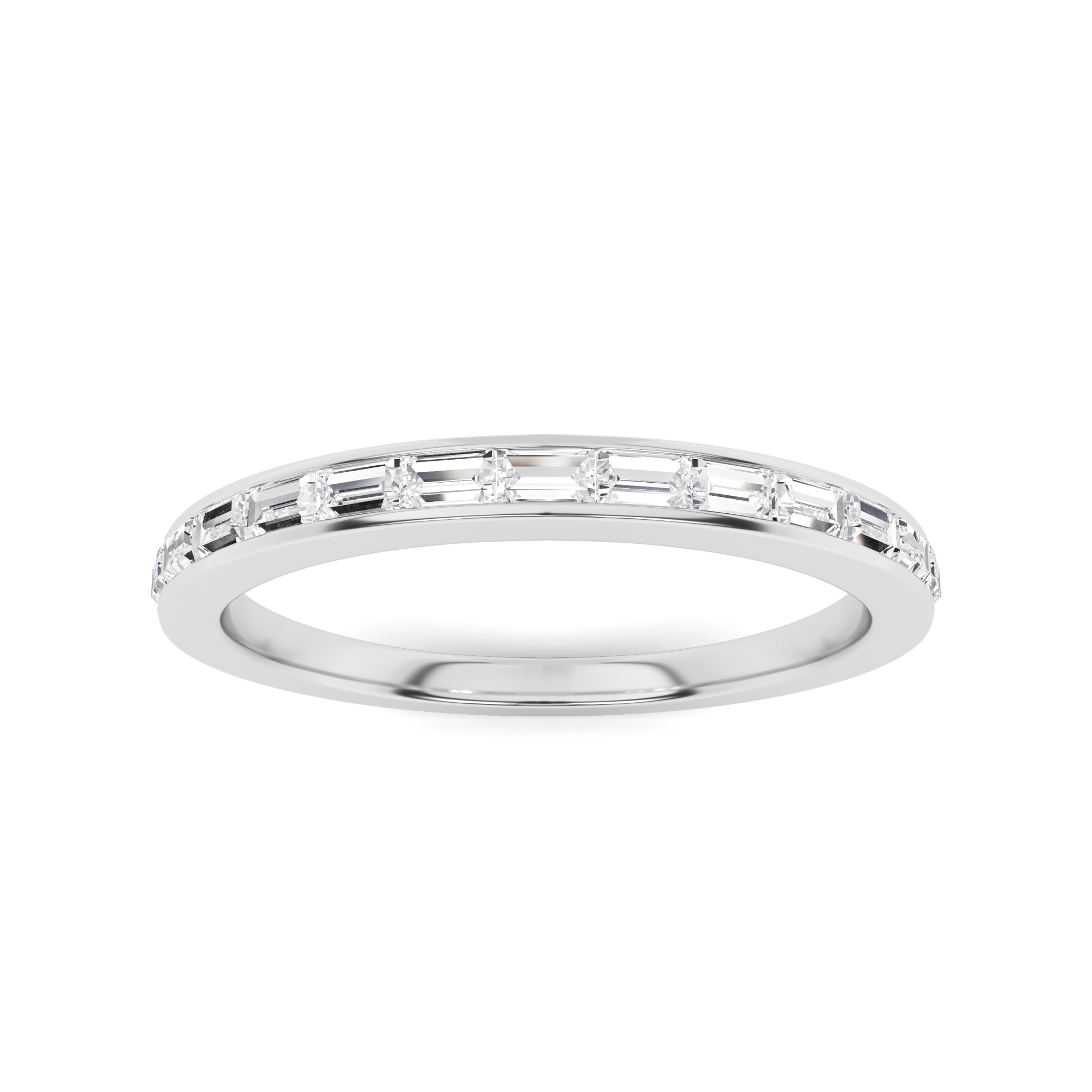 Channel Setting Baguette Ideal Half Eternity Ring In 9K White Gold
