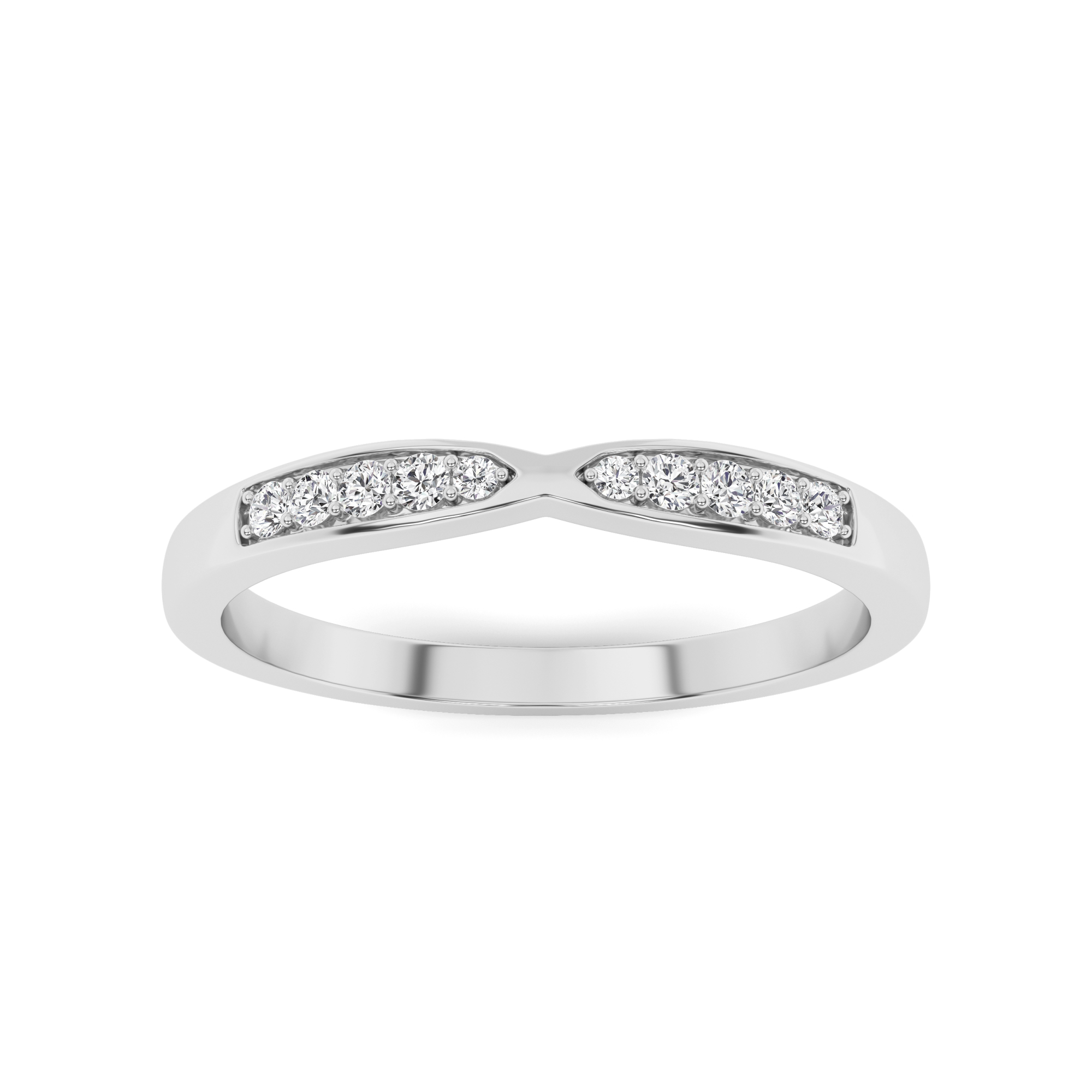 Flat Comfort channel Setting Round Cut Half Eternity Ring In 9K White Gold
