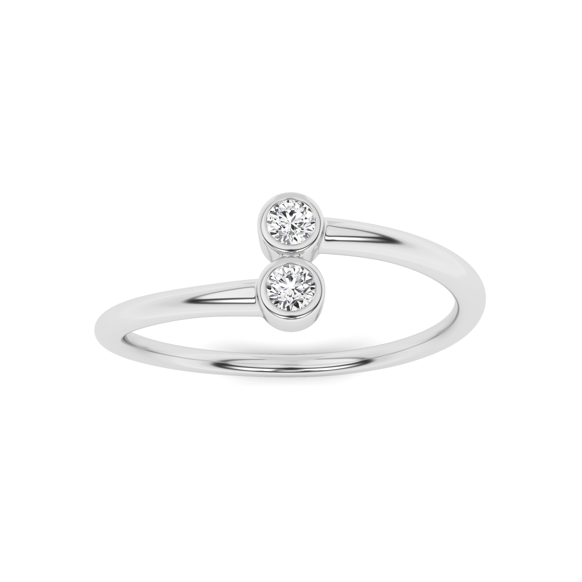 Toi Et Moi Bezel Set Round Cut Diamond Engagement Ring In 9K White Gold