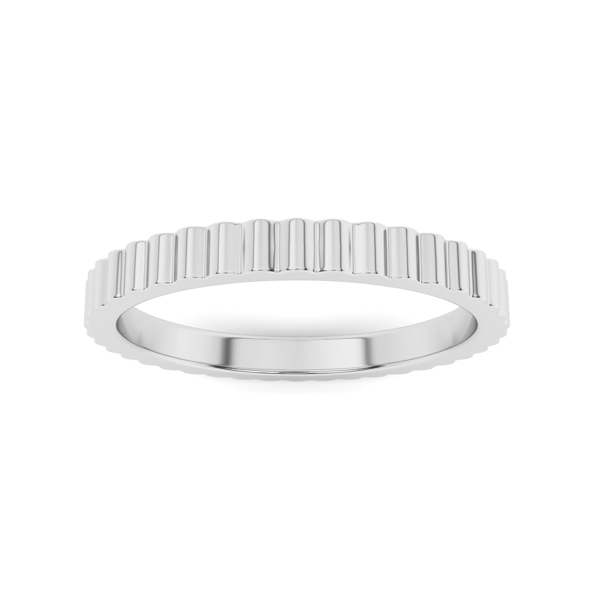 Classic Rectangular Beads Women's Plain Bands In 9K White Gold