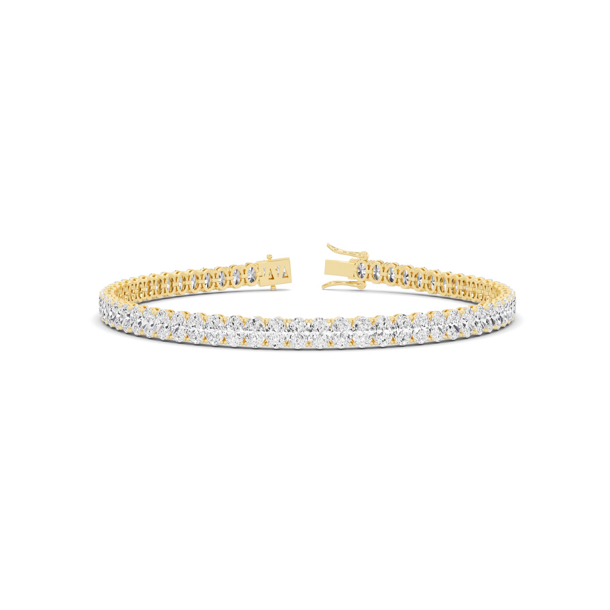 Line Classic 4 Prong Oval Cut Tennis in 9K Rose Yellow Gold Single Diamond Bracelet