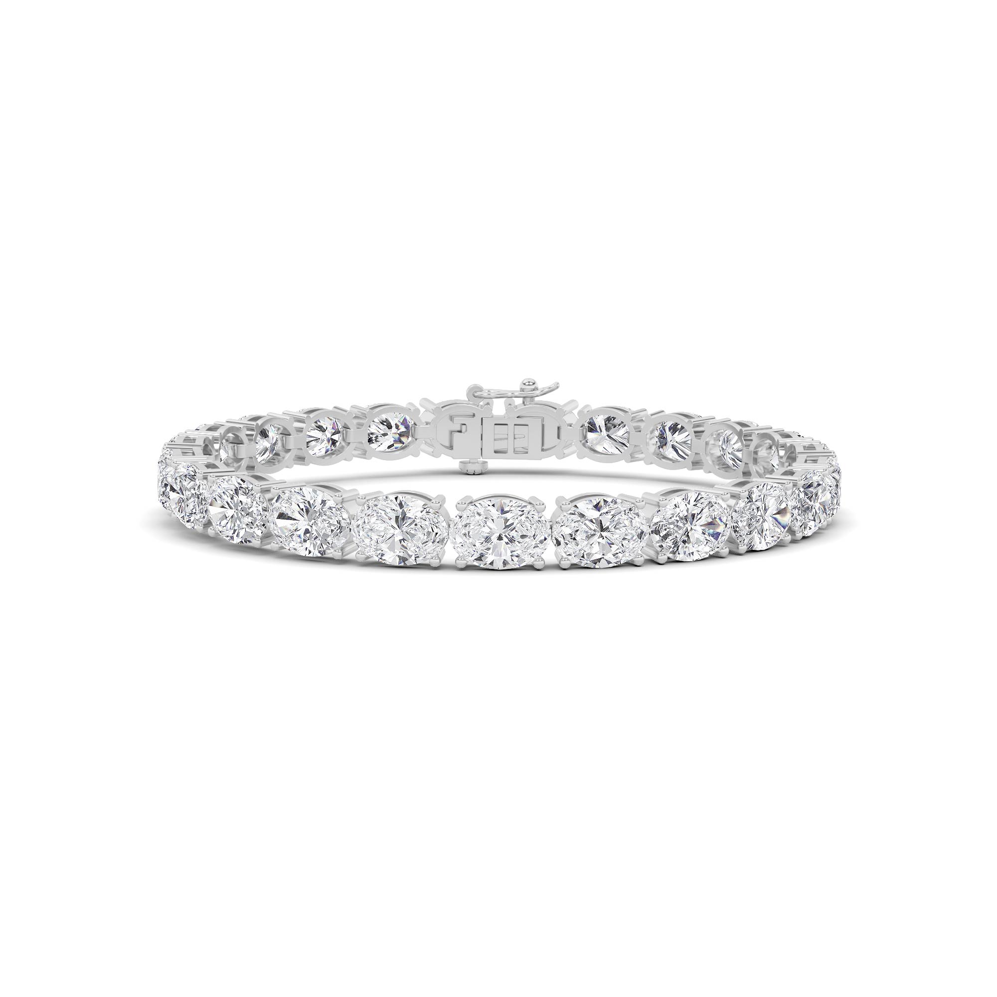4 Prong Oval Cut Tennis in 9K White Gold Modern Diamond Bracelet