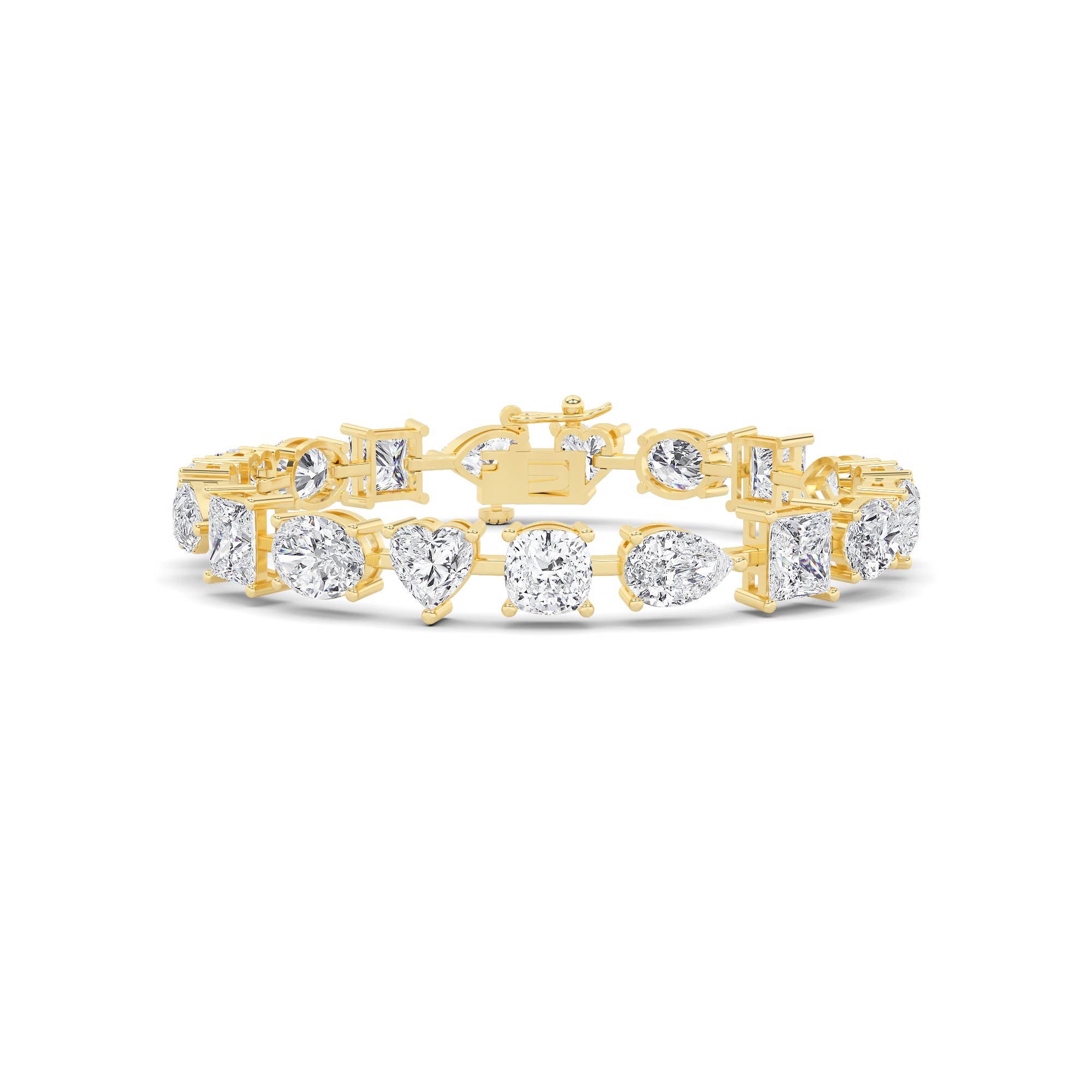 Prong Set Multi Stone Tennis in 9K White Yellow Gold Designer Diamond Bracelet