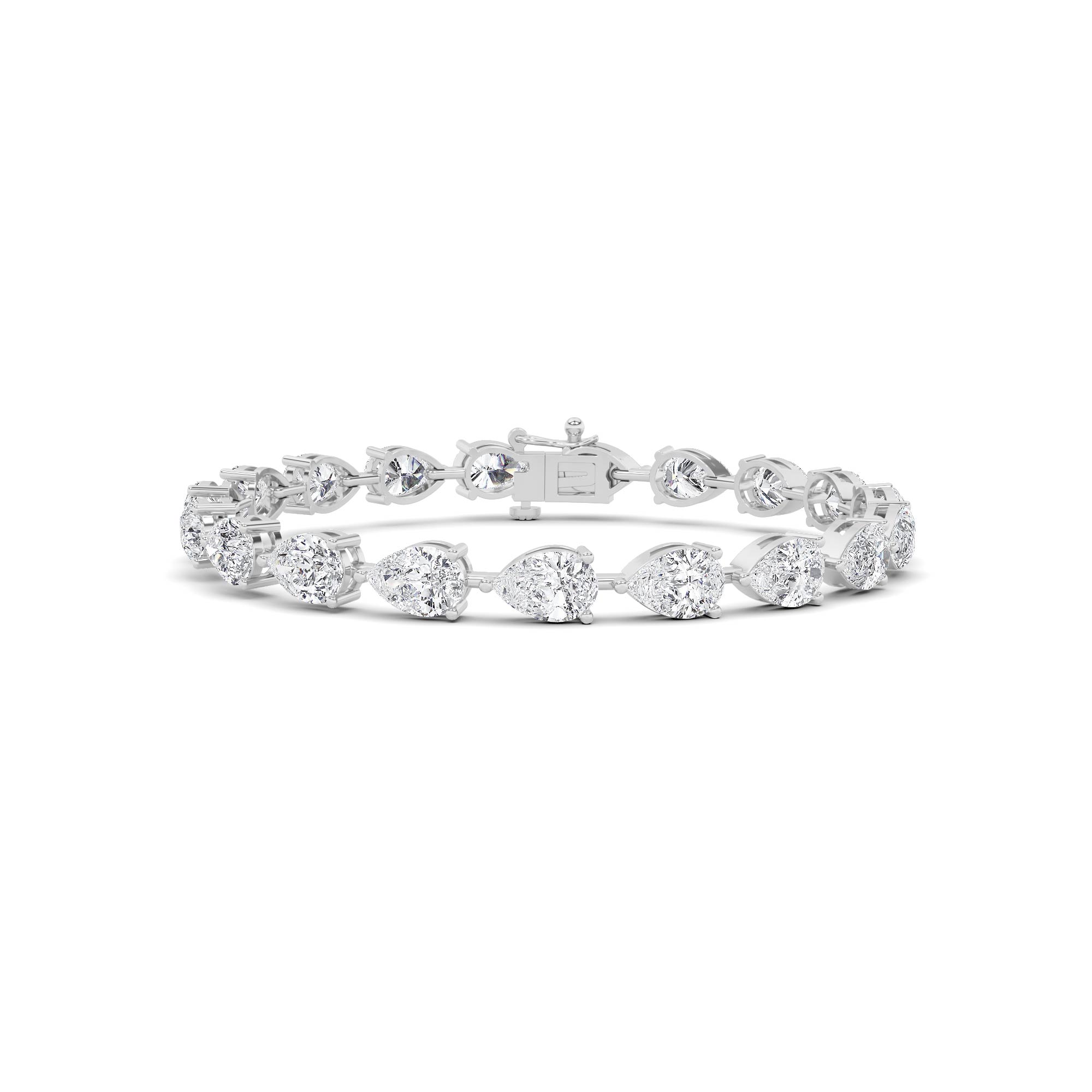 3 Prong Pear Cut Tear Drop Tennis in 9K Yellow Gold Platinum Unique Diamond Bracelet
