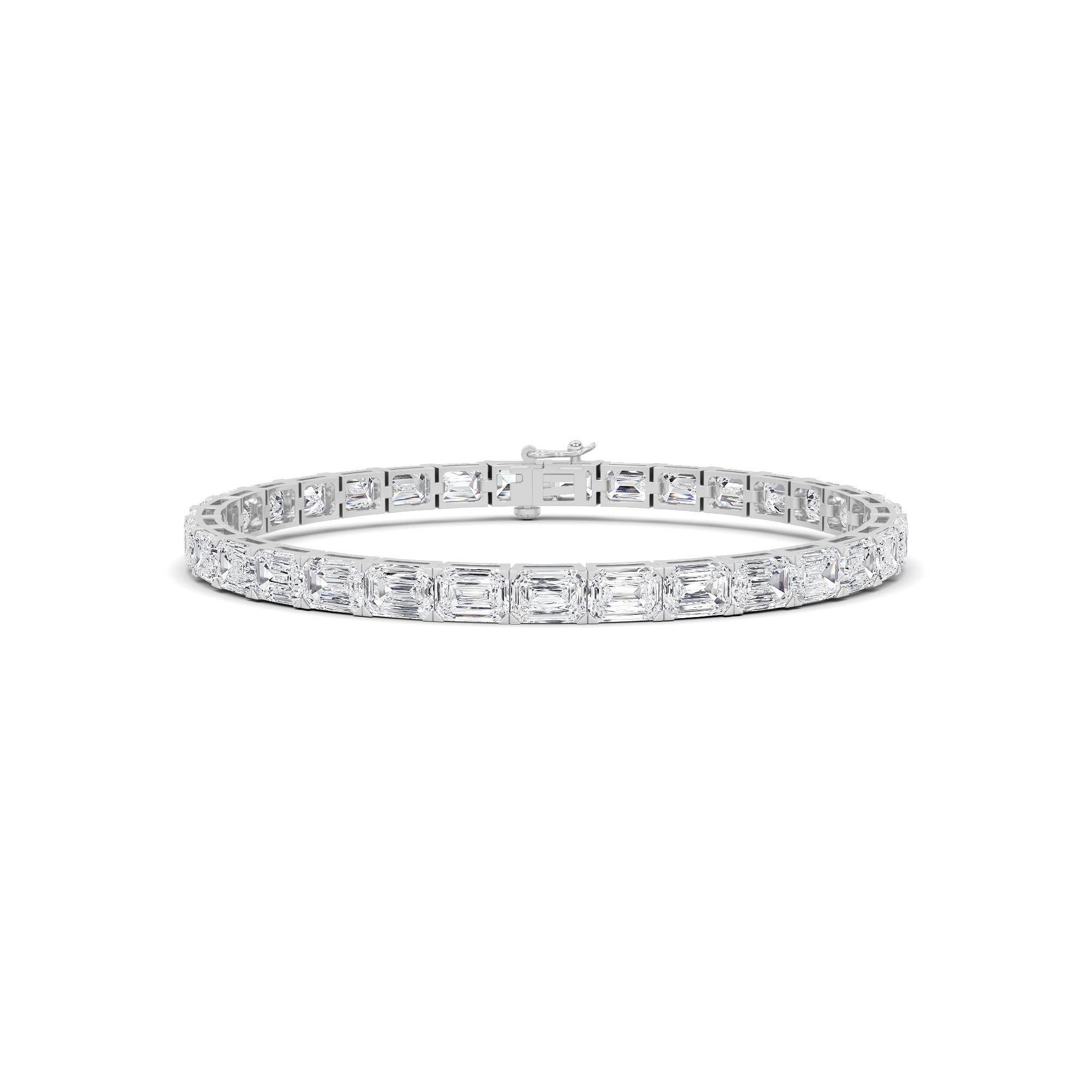 Signature 4 Prong Emerald Cut Line Tennis in 9K White Gold Stylish Diamond Bracelet