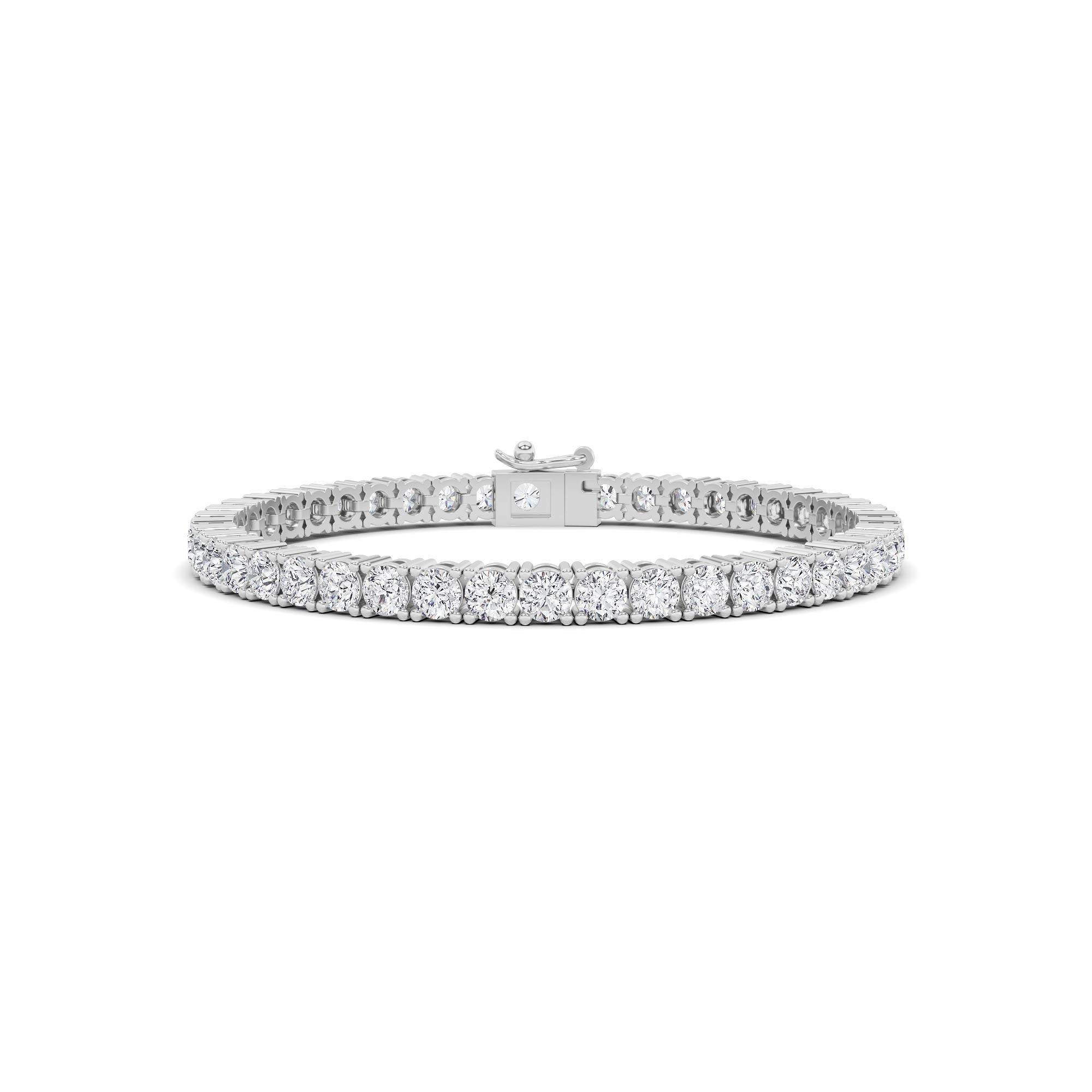 Basket Set 4 Prong Round Cut Line Tennis in 9K Rose Gold Traditional Diamond Bracelet