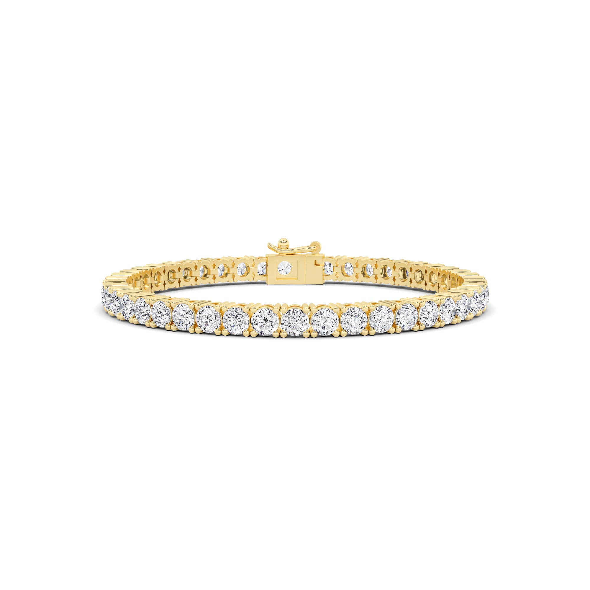 Basket Set 4 Prong Round Cut Line Tennis in 9K Rose Yellow Gold Traditional Diamond Bracelet