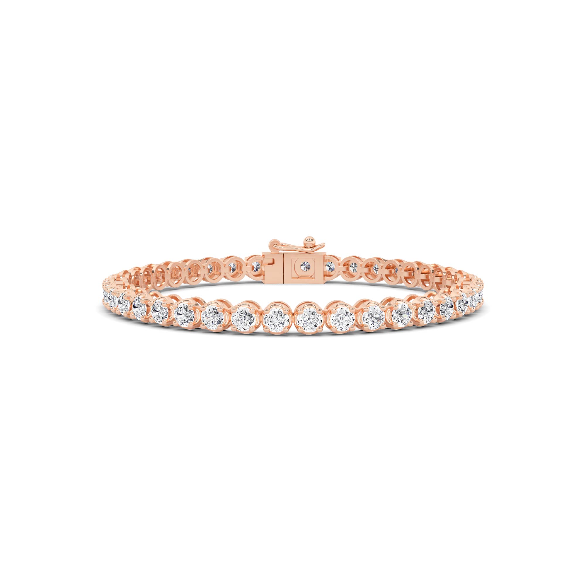 Illusion Set 4 Prong Round Cut Tennis in 9K Rose Gold Modern Diamond Bracelet