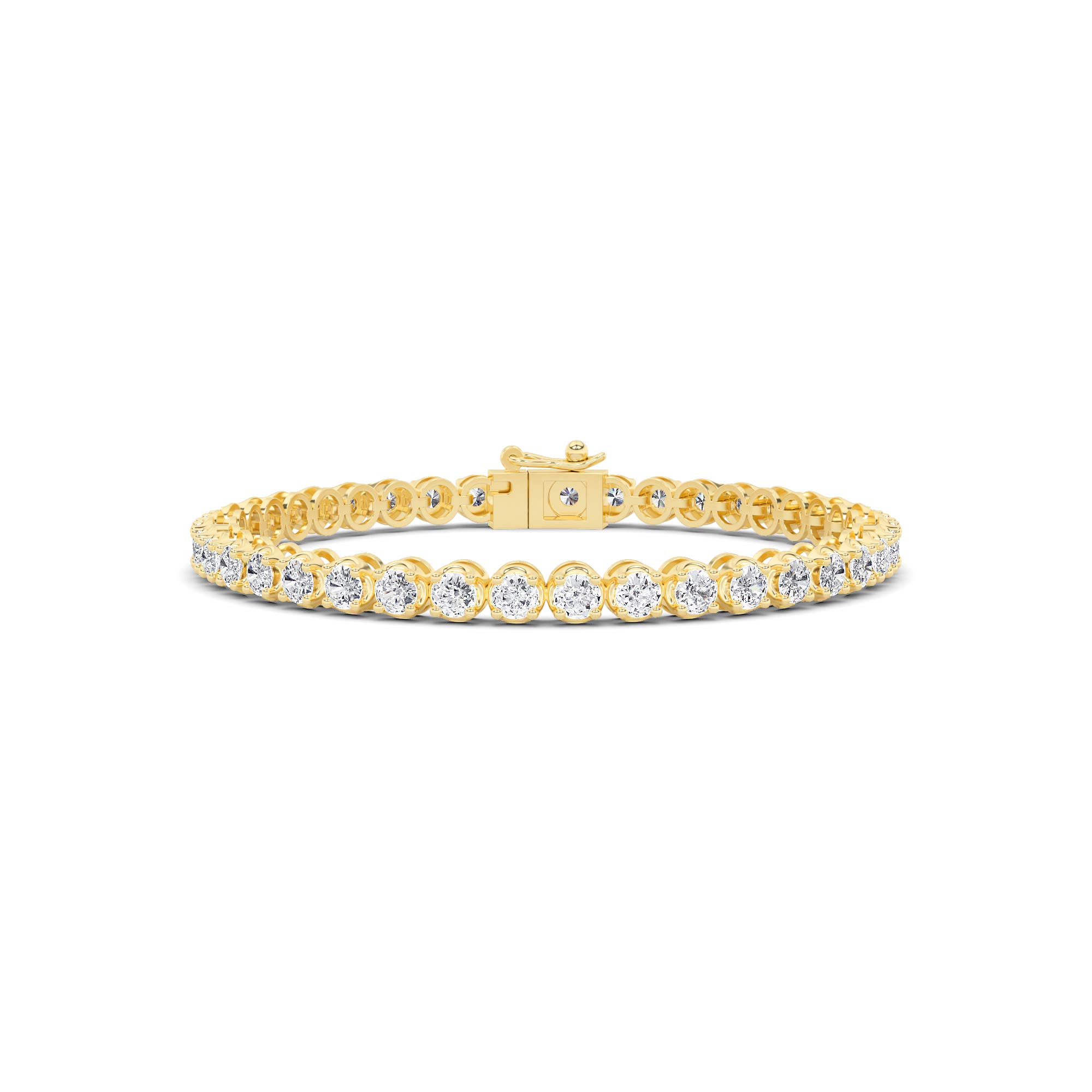 Illusion Set 4 Prong Round Cut Tennis in 9K Rose Yellow Gold Modern Diamond Bracelet