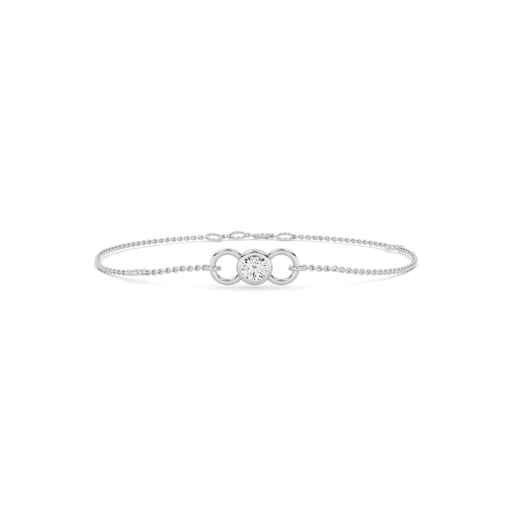 Beautifull Bezel Setting Round Cut Delicate Bracelet In 9k White Gold