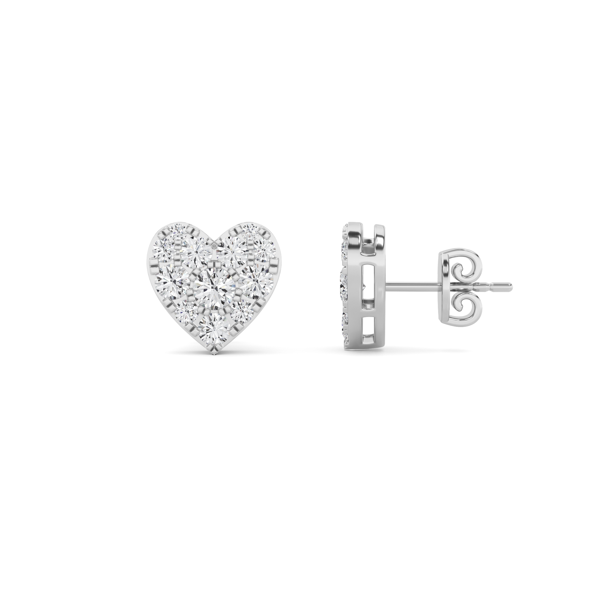 Beautiful Heart Shape Round Cut Designer Diamond Earring
