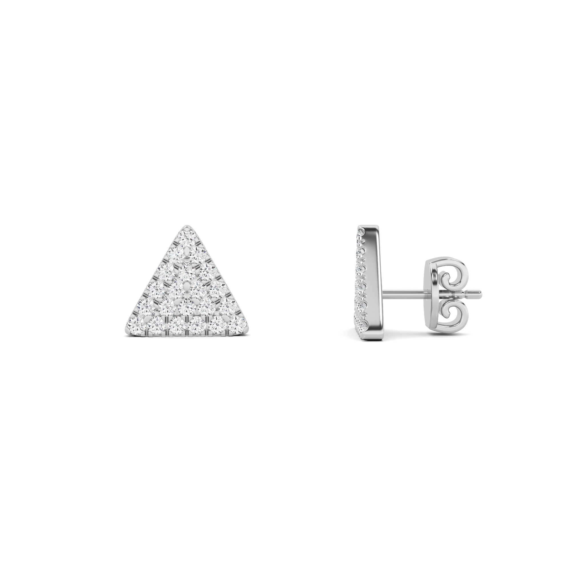 Starlight Triangle Shape Round Cut  Designer Earring In 9K White Gold