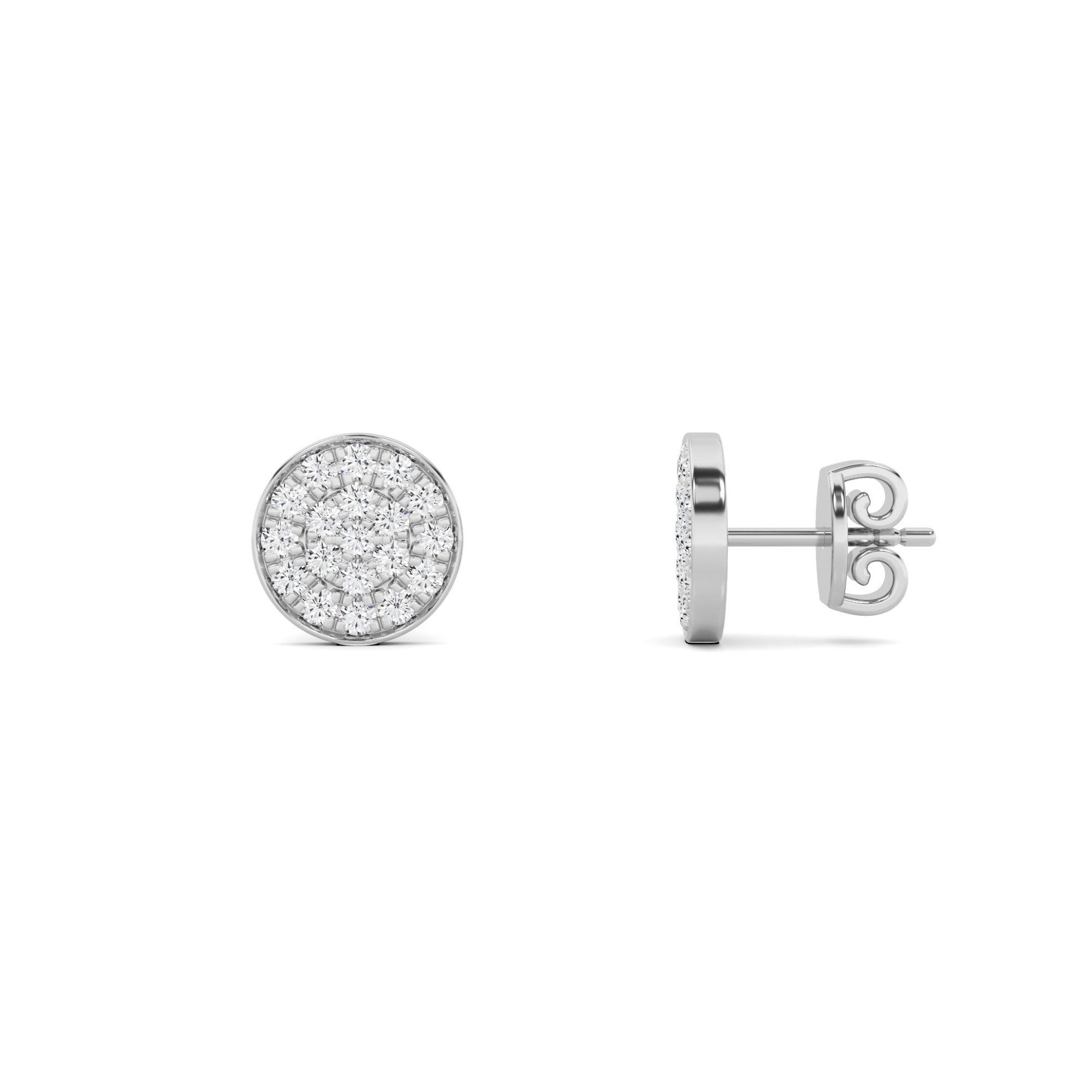 Beautiful Pave Set Round Cut Designer Earring In 9K White Gold