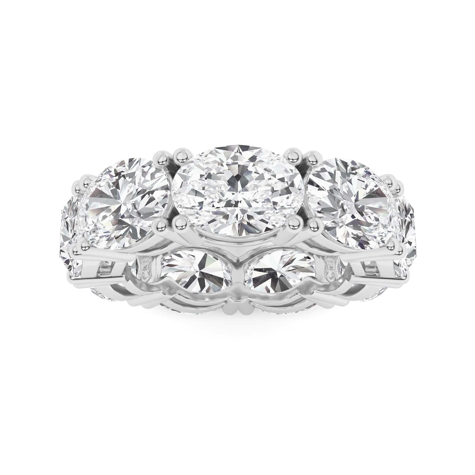 Horizon Oval Cut Diamond Full Eternity Ring In 9K White Gold