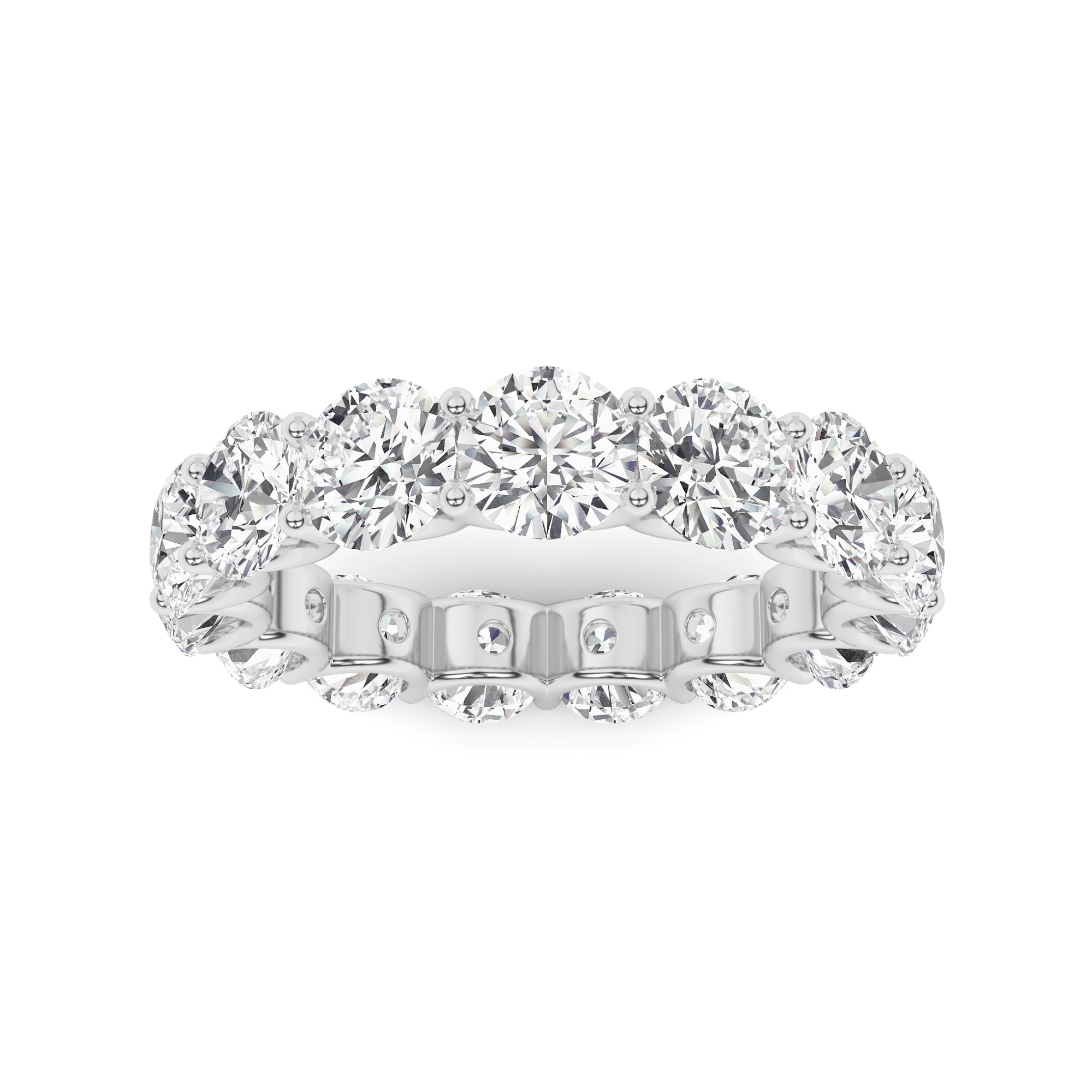U Prong Round Cut Full Eternity in 9K Yellow Gold Platinum Exquisite Diamond Ring