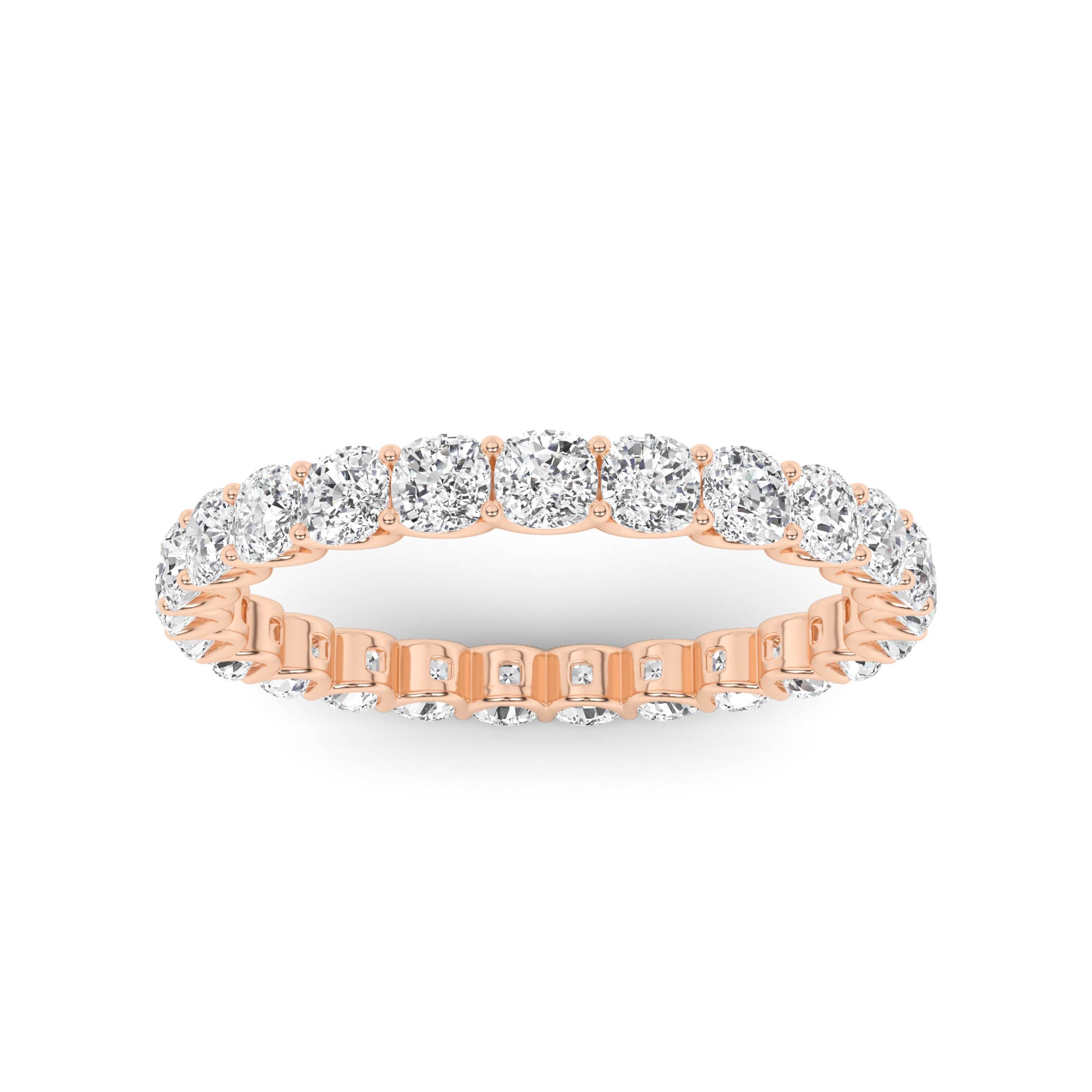 Statement U Prong Cushion Cut Timeless Diamond Full Eternity in 9K Rose Gold