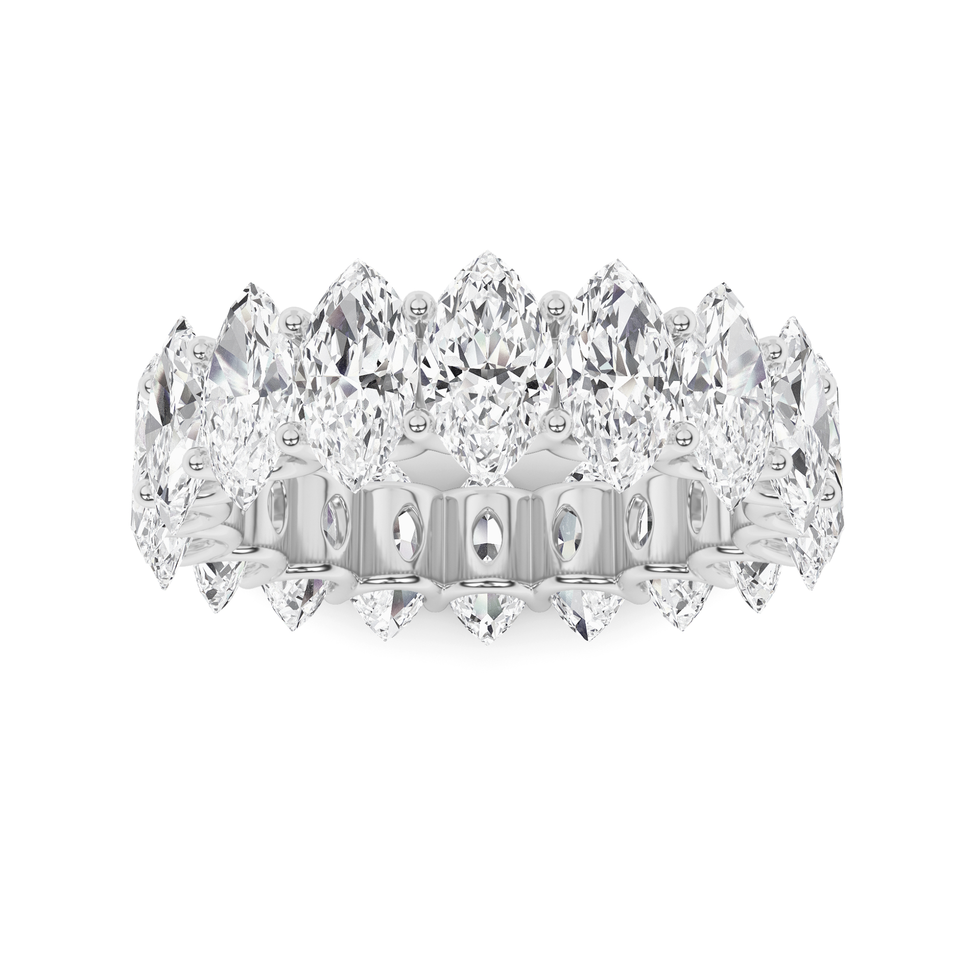 Prong Set Marquise Cut Full Eternity in 9K Yellow Gold Platinum Fancy Diamond Ring