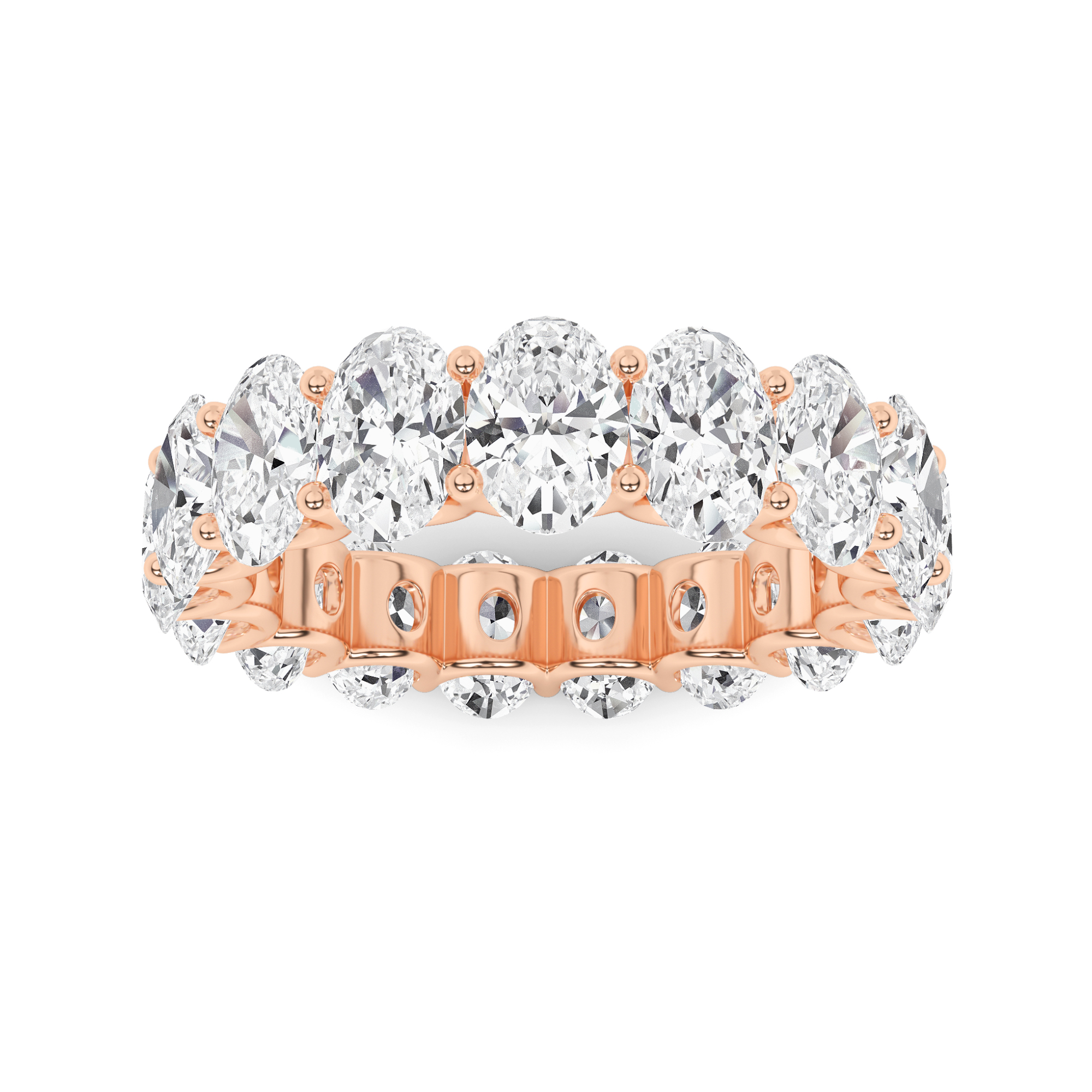 Prong Set Oval Cut  Full Eternity in 9K Rose Gold Fancy Diamond Ring