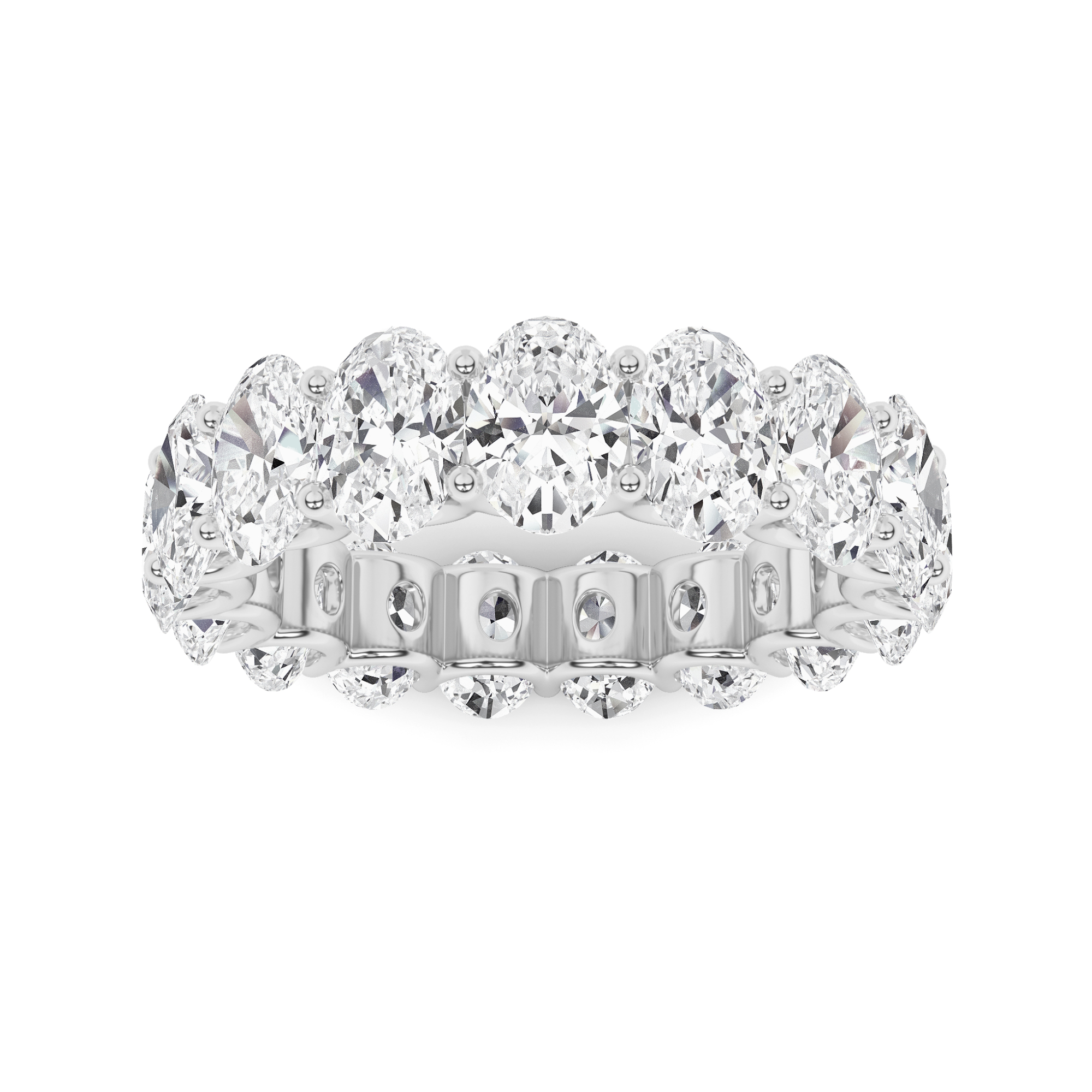 Prong Set Oval Cut  Full Eternity in 9K Rose Gold Platinum Fancy Diamond Ring