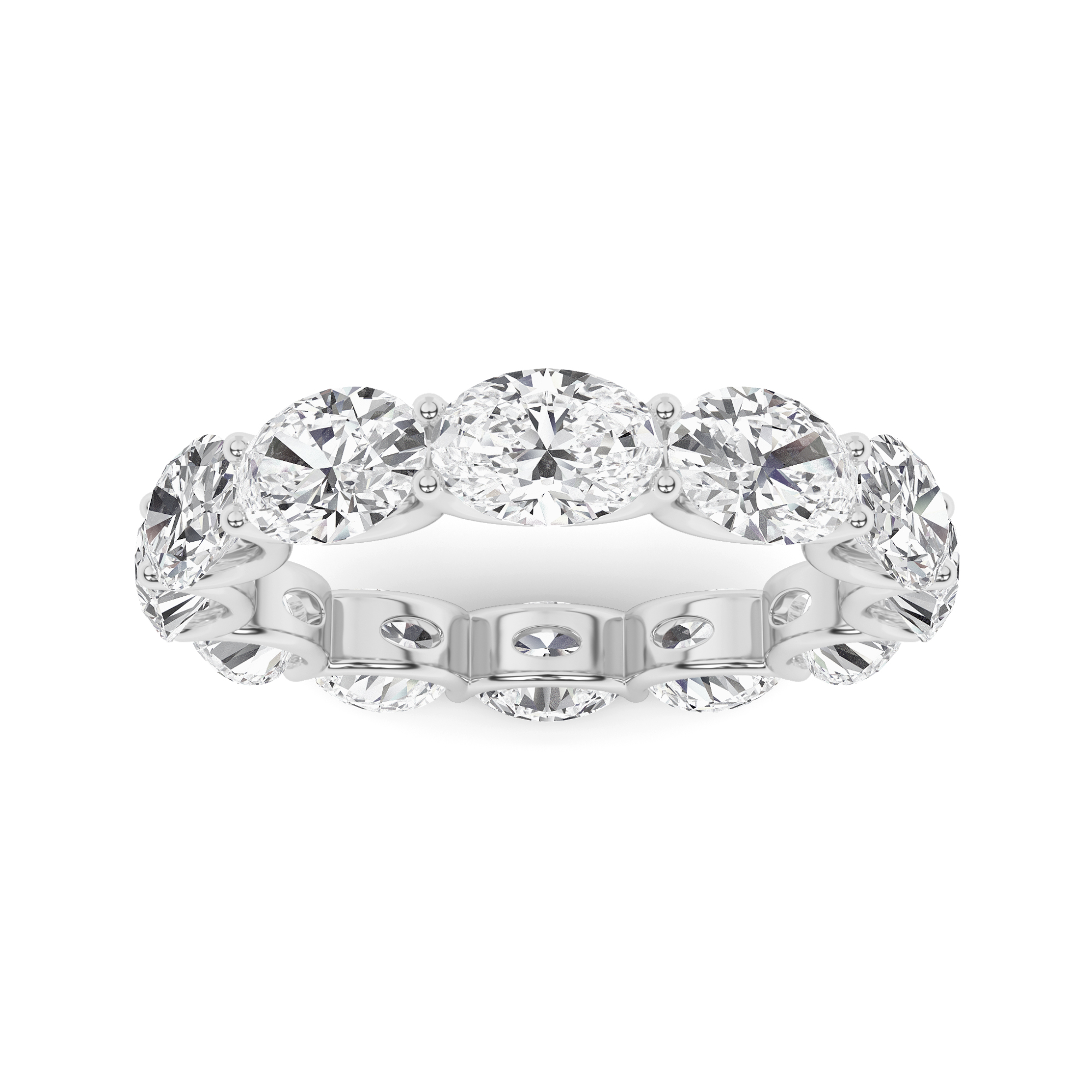 Setting Shared Prong Oval  Full Eternity in 9K White Gold Horizontal Diamond Ring