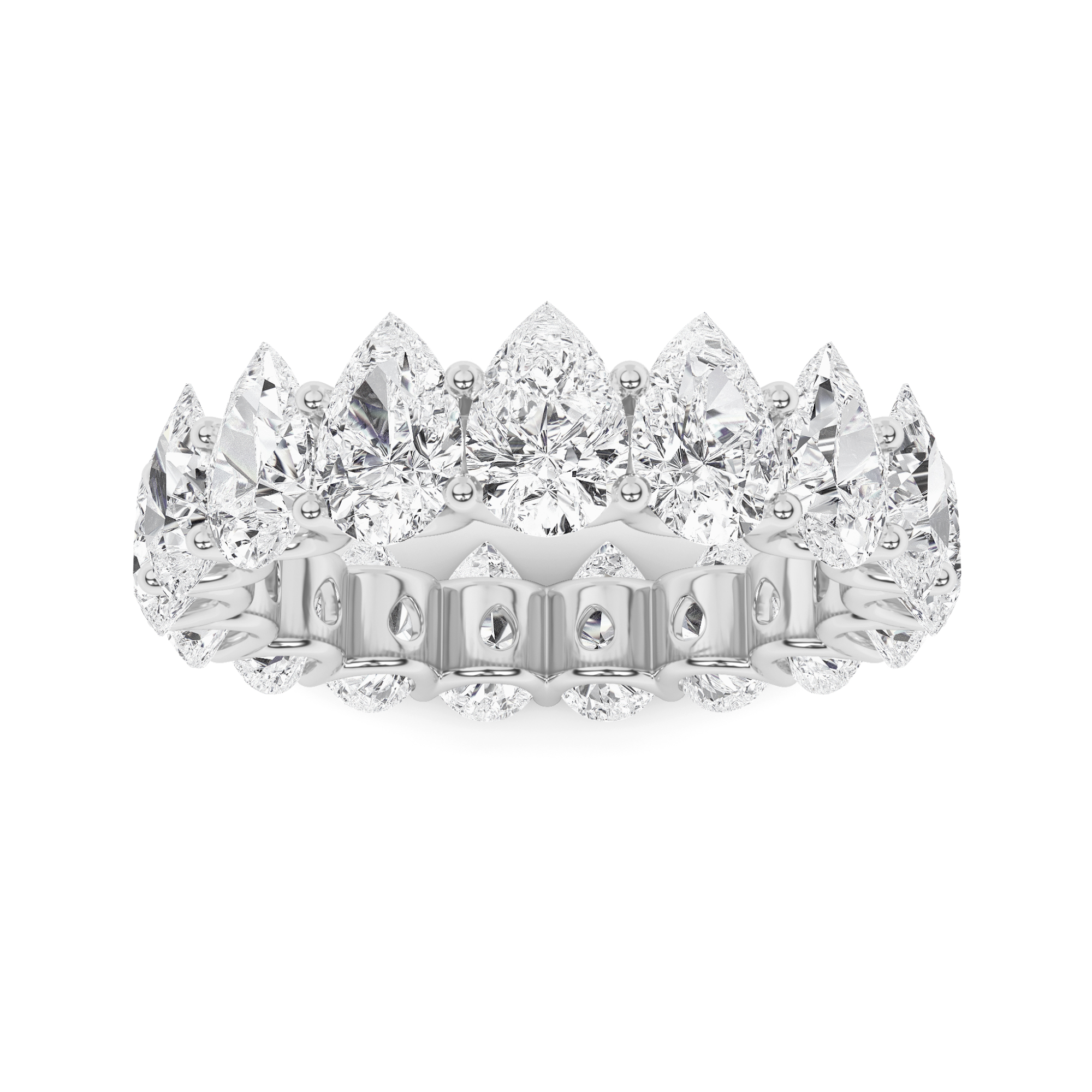 Shared Prong Pear  Full Eternity Wedding in 9K White Gold Fancy Diamond Ring
