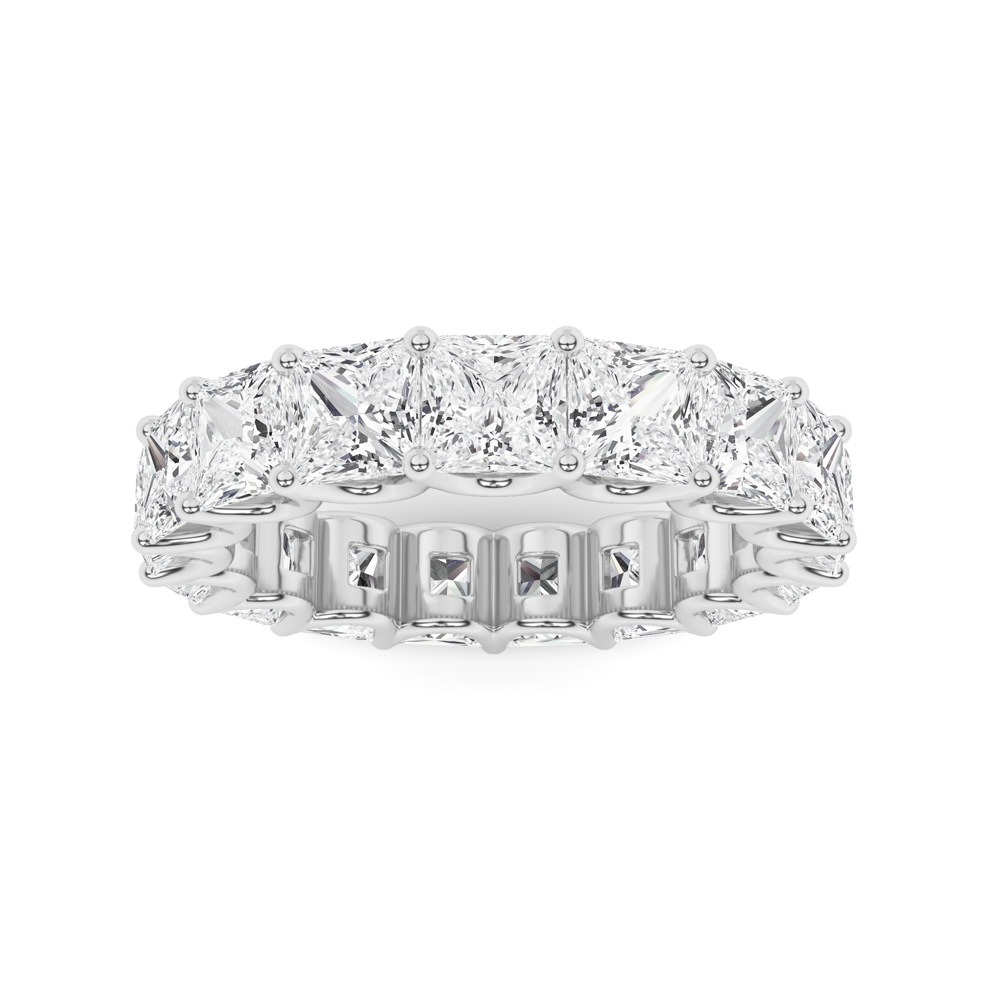 Shared Prong Princess Full Eternity Wedding in 9K White Gold Platinum Fancy Diamond Ring