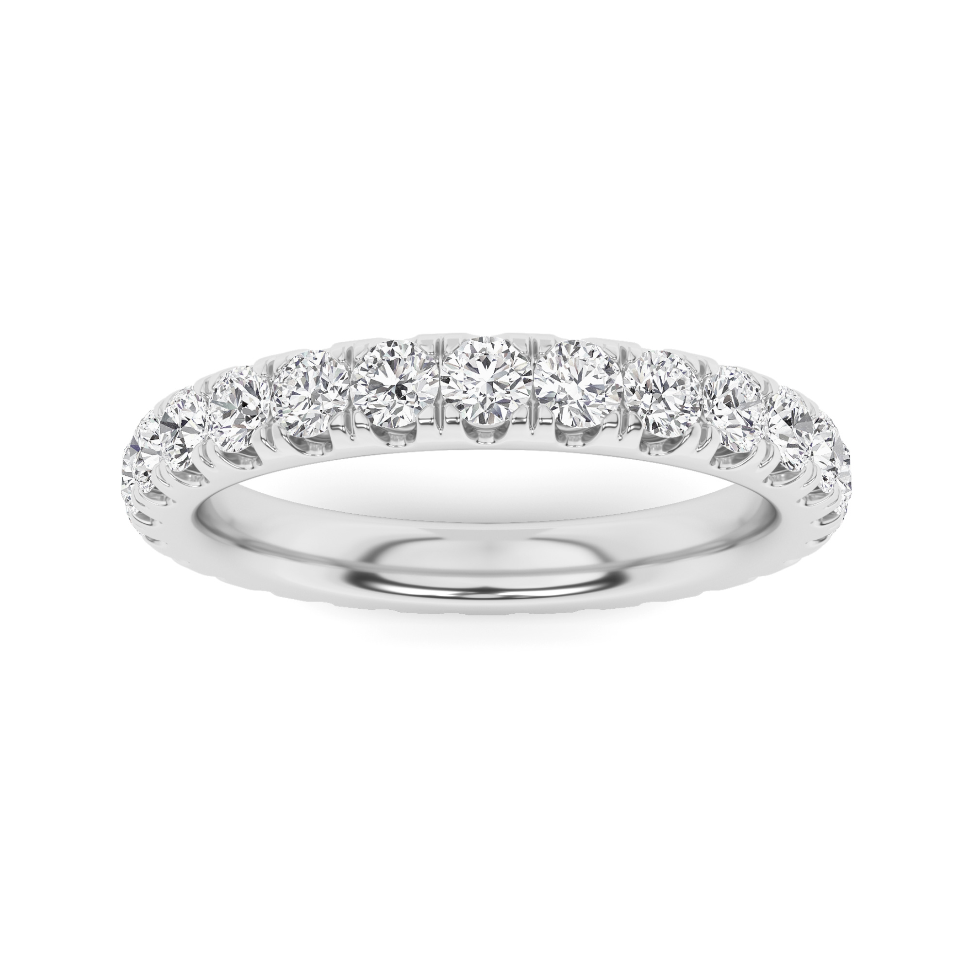 Classic 4 Prong Round Cut Diamond Full Eternity Ring In 9K White Gold
