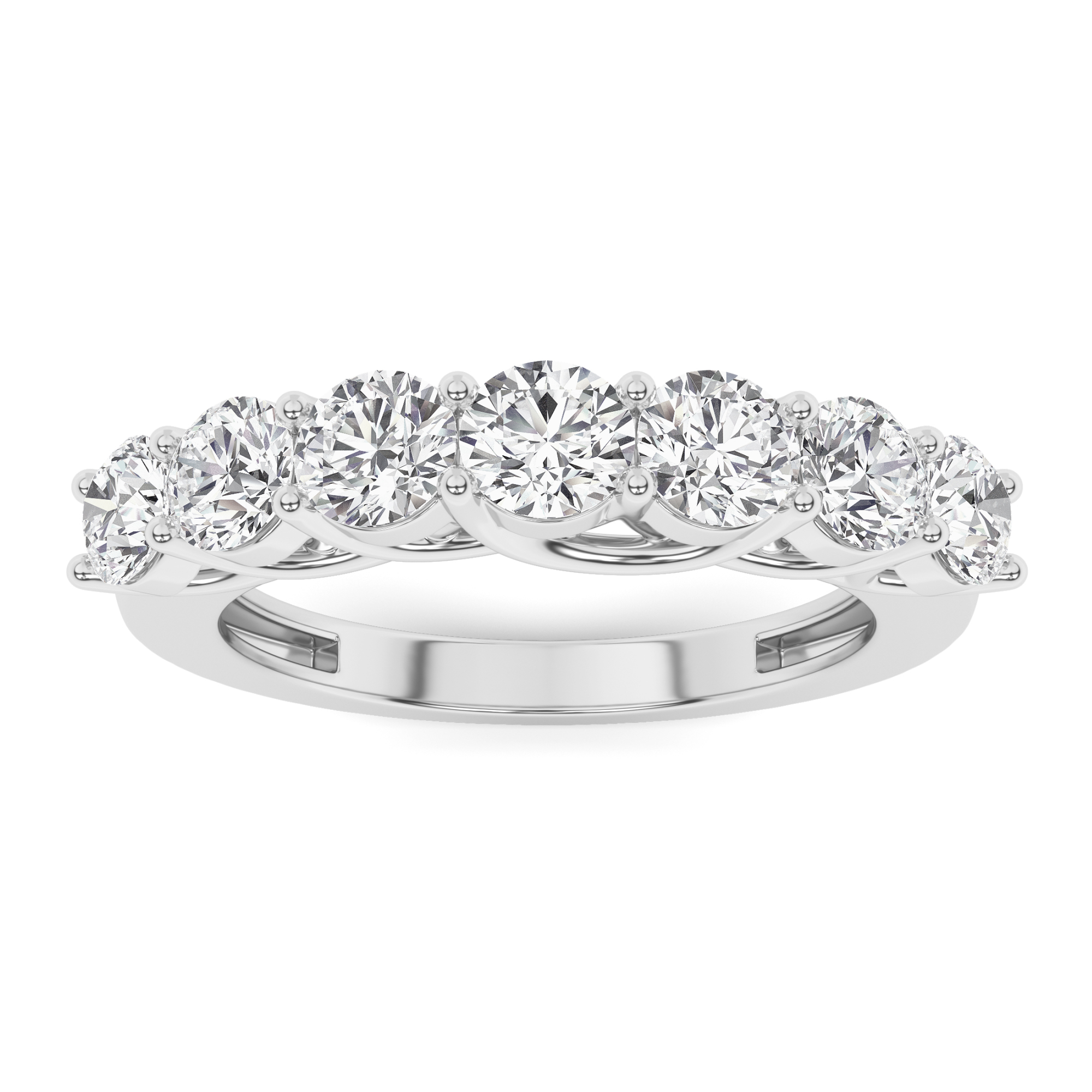 Shared Prong Round Seven Stone in 9K White Gold Classic Diamond Ring
