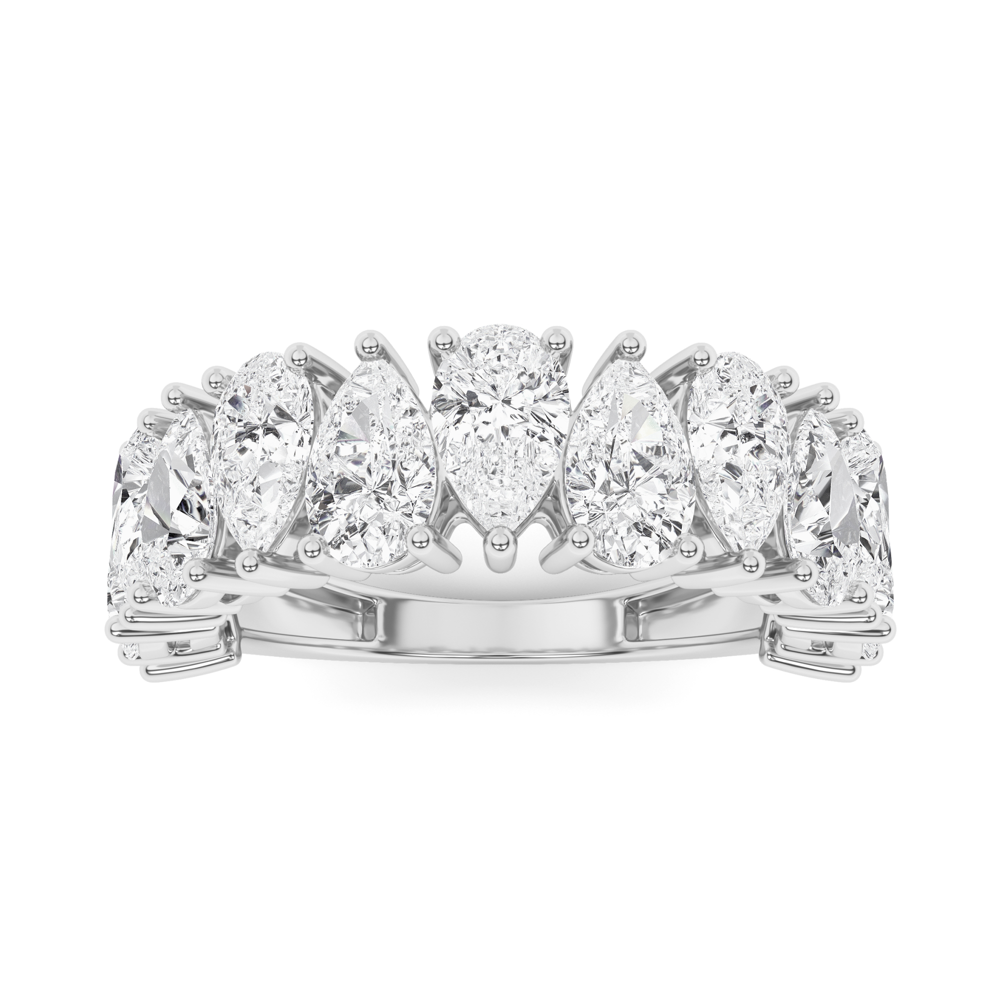 Zag  3 Prong Pear Cut Half Eternity in 9K White Gold Zig Diamond Ring