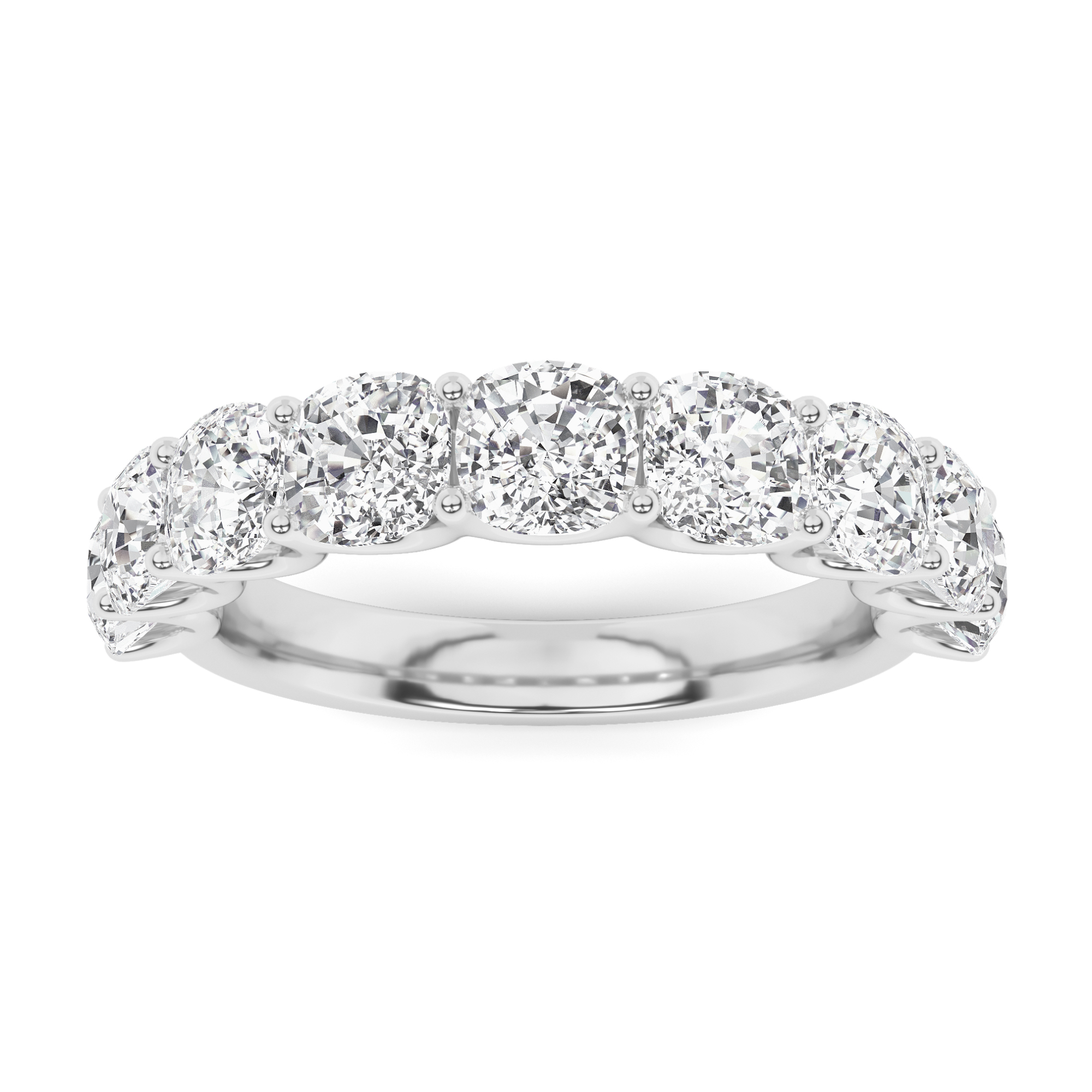 U Prong Round Cut Half Eternity in 9K Yellow Gold Platinum Stunning Diamond Ring